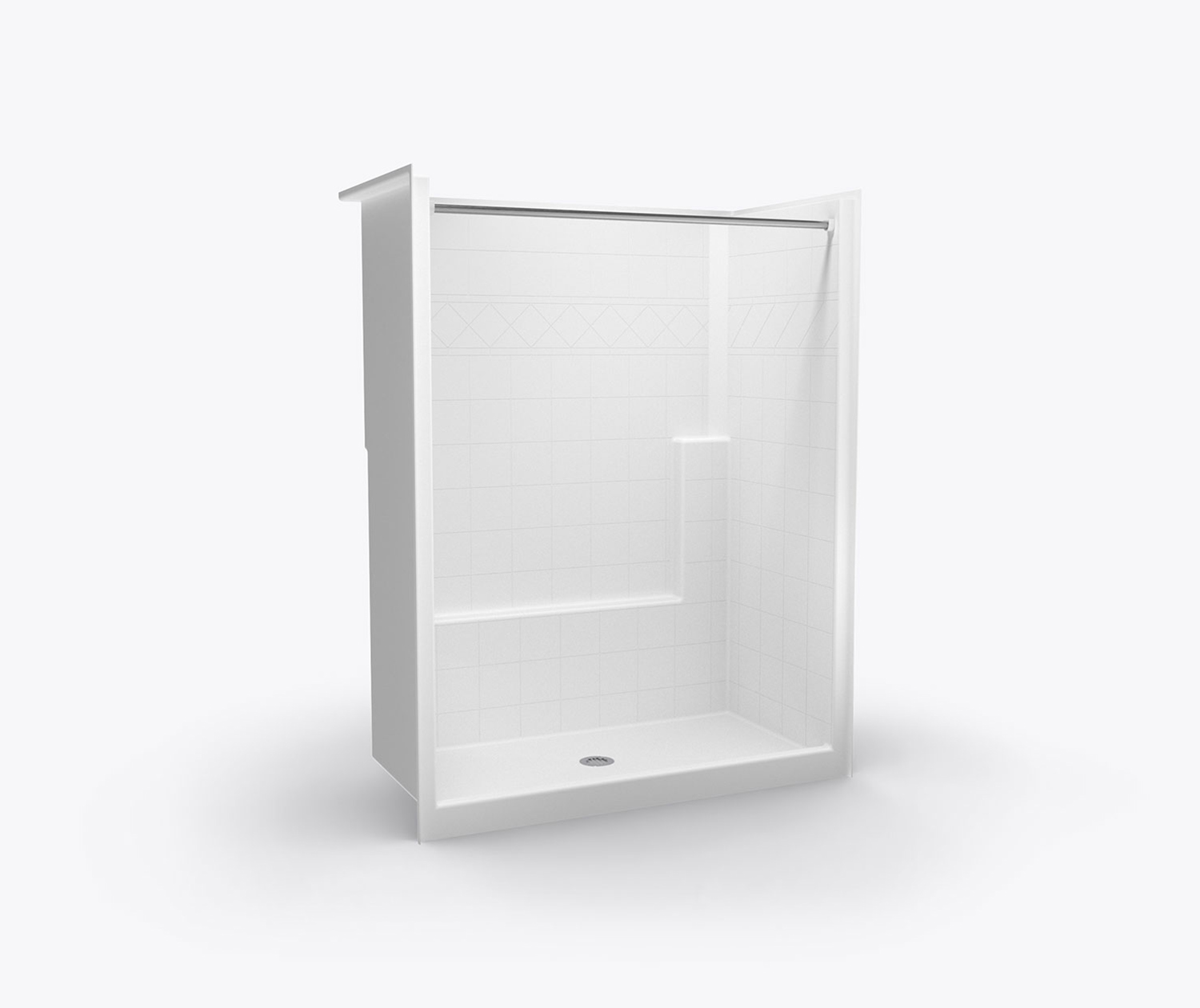 XST 6033 SH NS AcrylX Alcove One-Piece Shower with Center Drain in