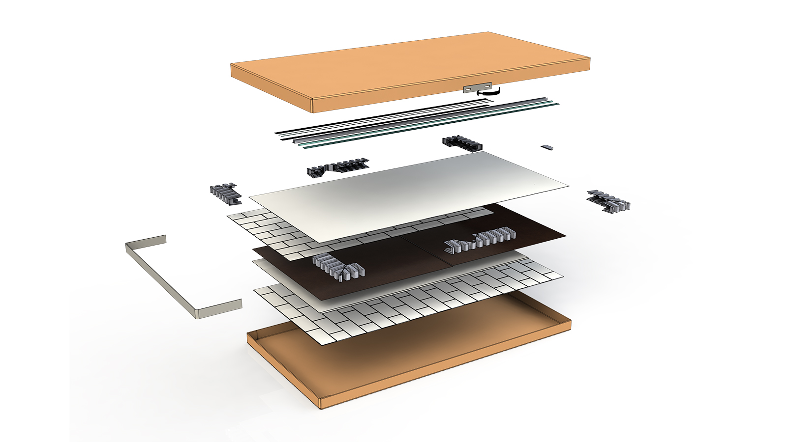 3D Diagram showing how Novaline collection components are packaged.