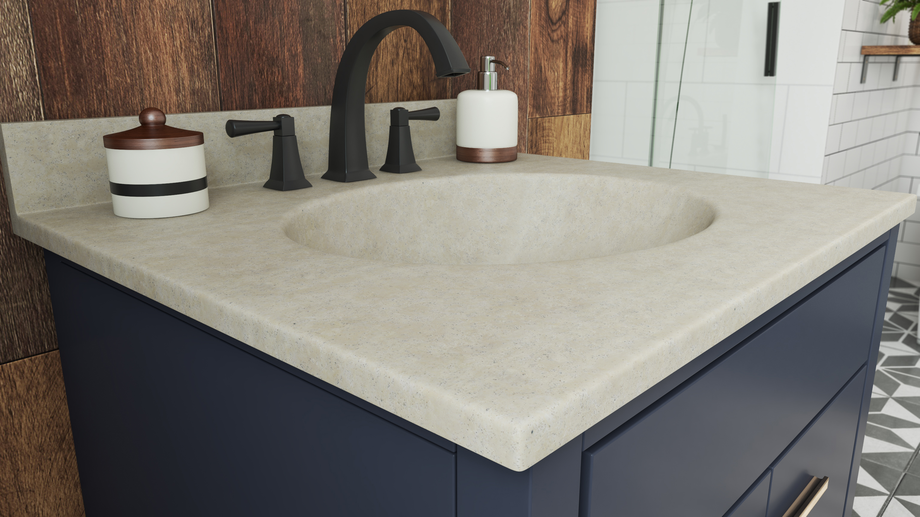 VT1B1719 Ellipse 17 x 19 Single Bowl Vanity Top in Limestone