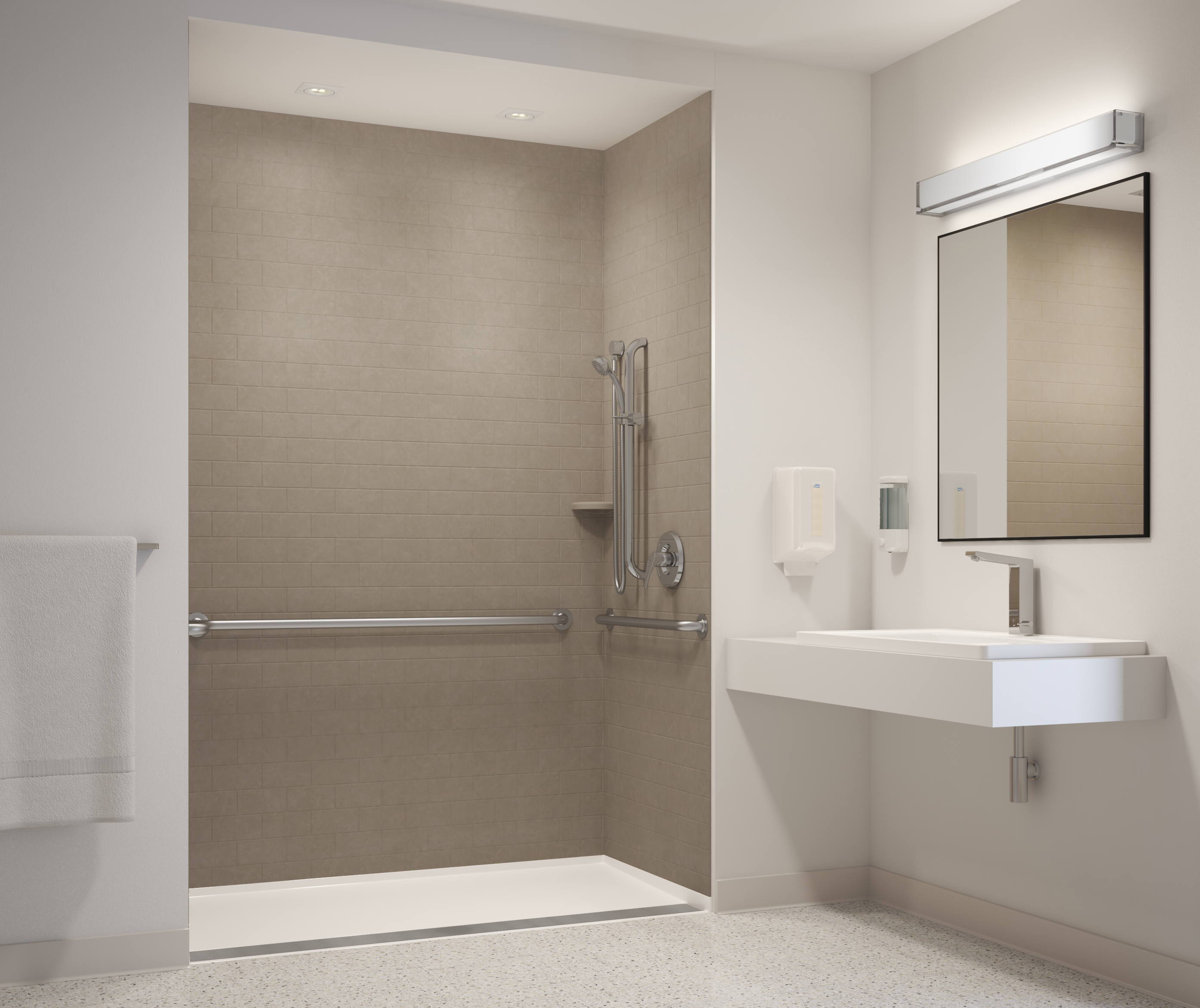 Comfort Designs solid surface shower bases.