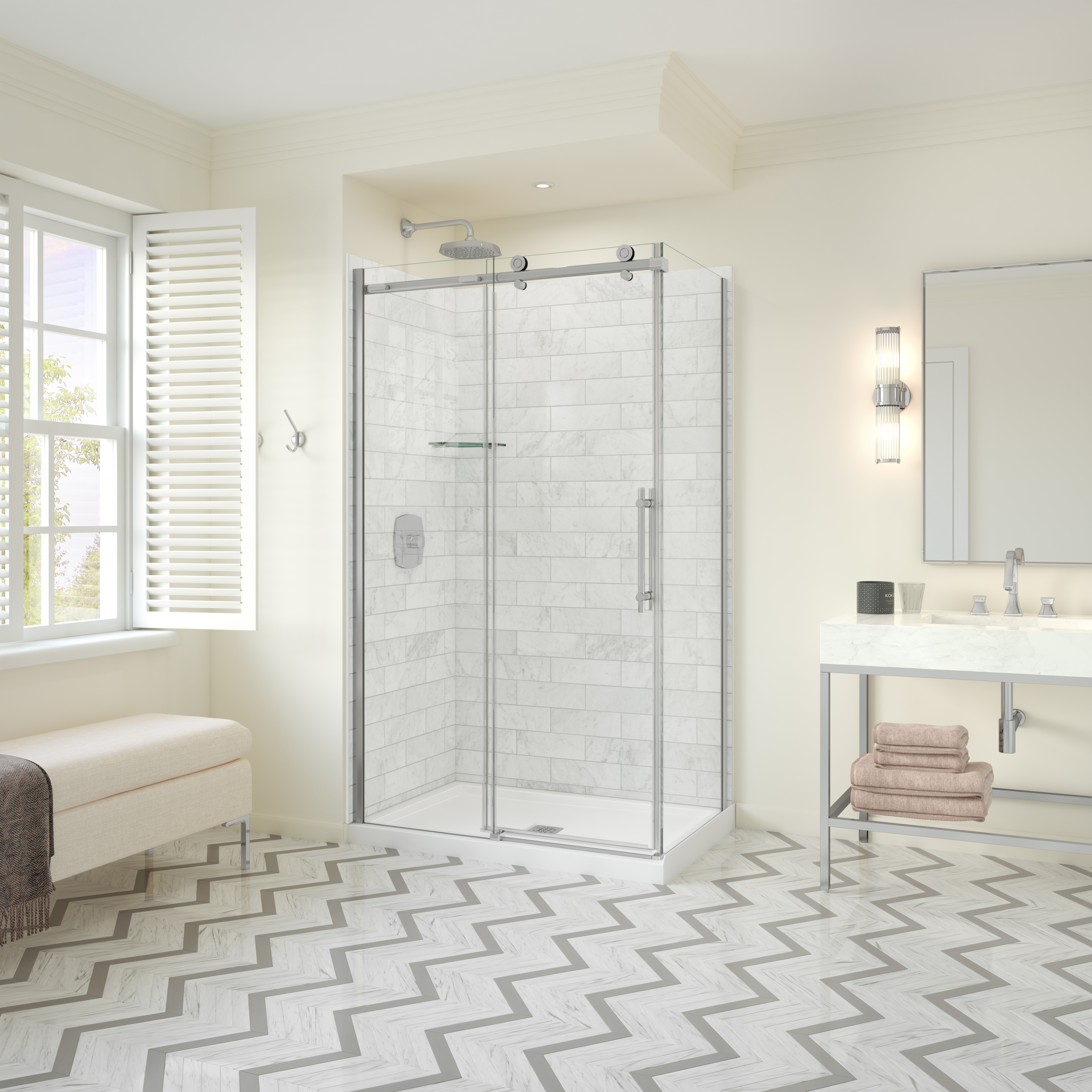 Olympia Square 4832 Acrylic Alcove or Corner Shower Base in