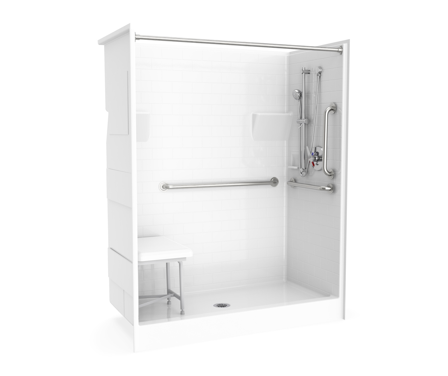 MP8630STX 60 x 30 AcrylX One-Piece Alcove Center Drain Shower in 