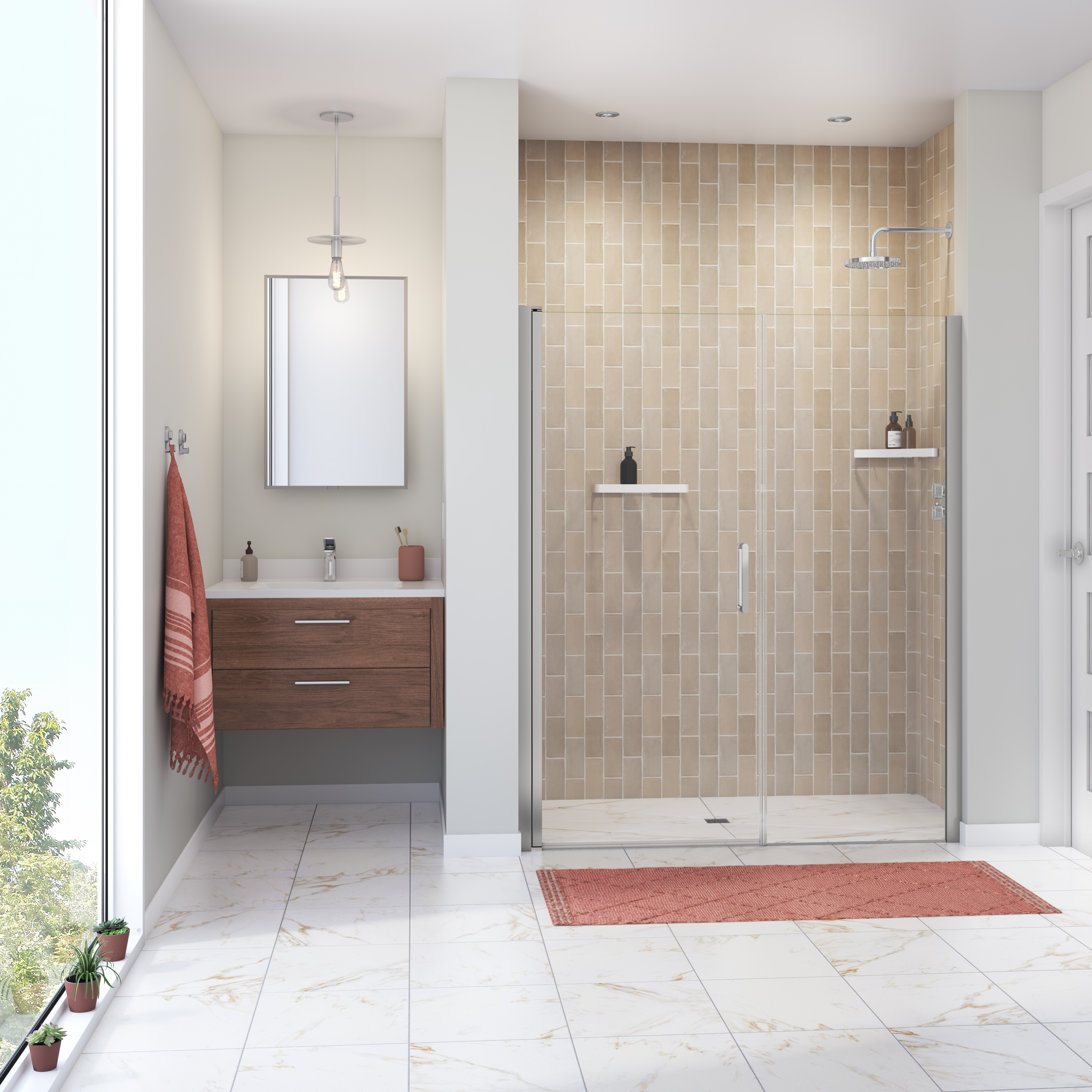 SS3660 R/L AcrylX Alcove Center Drain One-Piece Shower in
