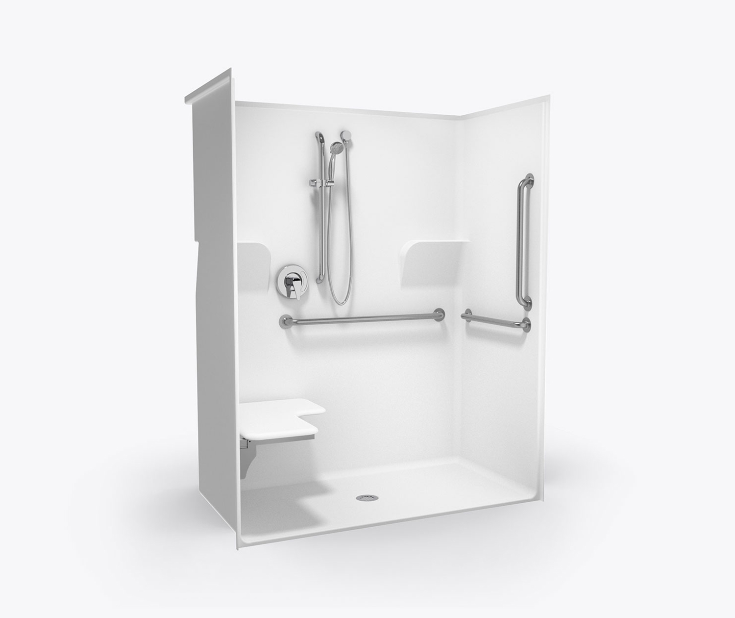SSS 6233 BF .75 MAS Solid Surface Alcove One-Piece Shower with