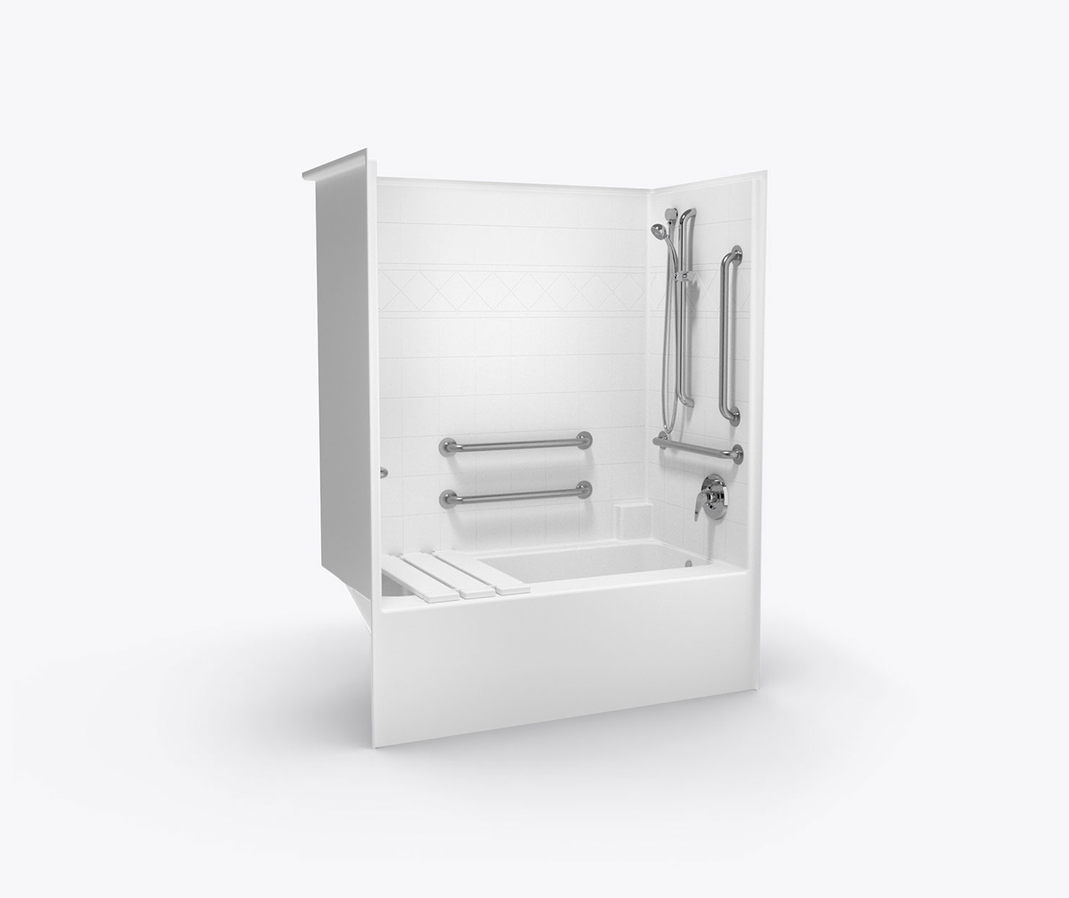 SST 6032 TS MAS Solid Surface Alcove OnePiece Tub Shower with Center