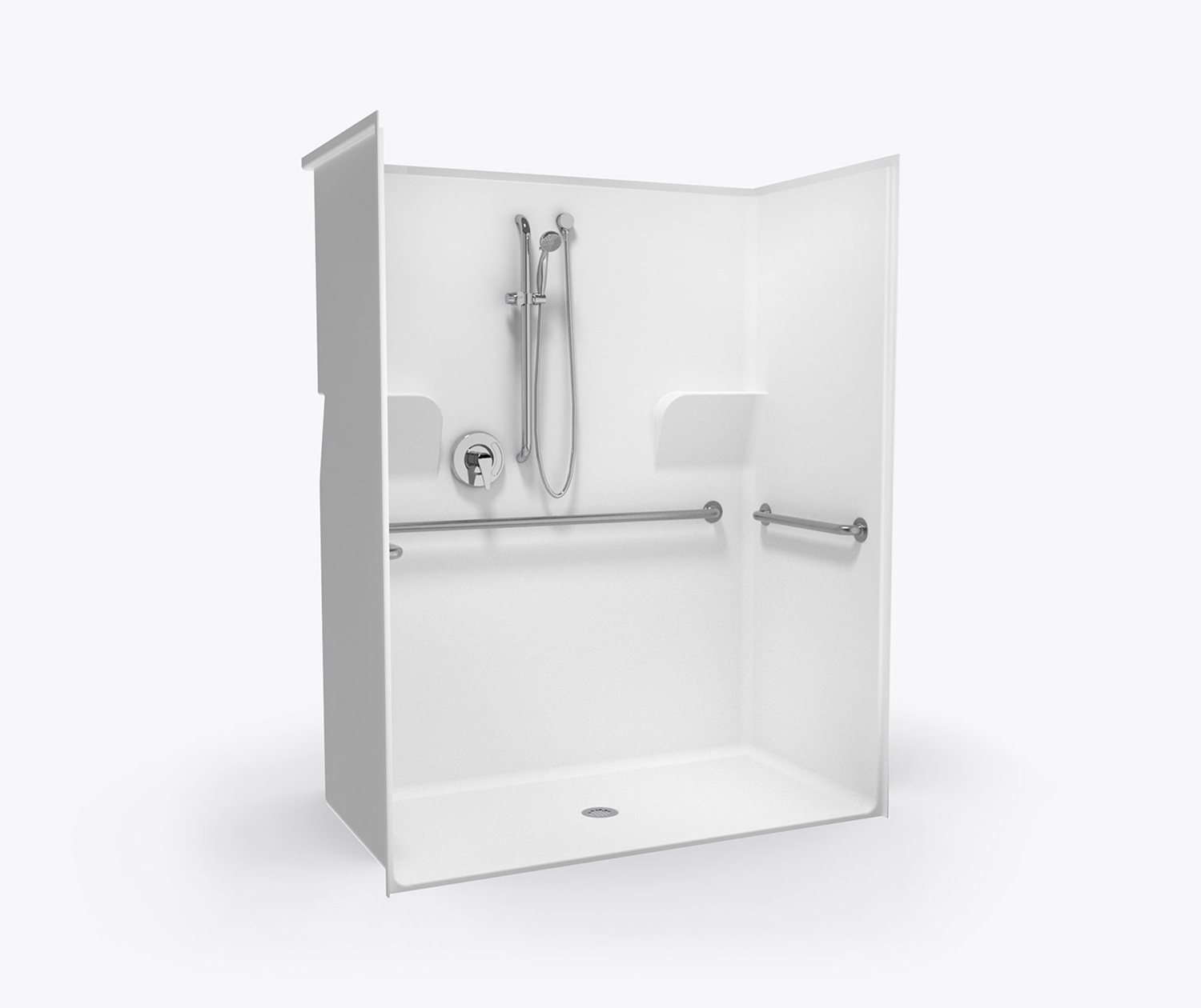 SSS 6233 BF .75 MAS Solid Surface Alcove One-Piece Shower with