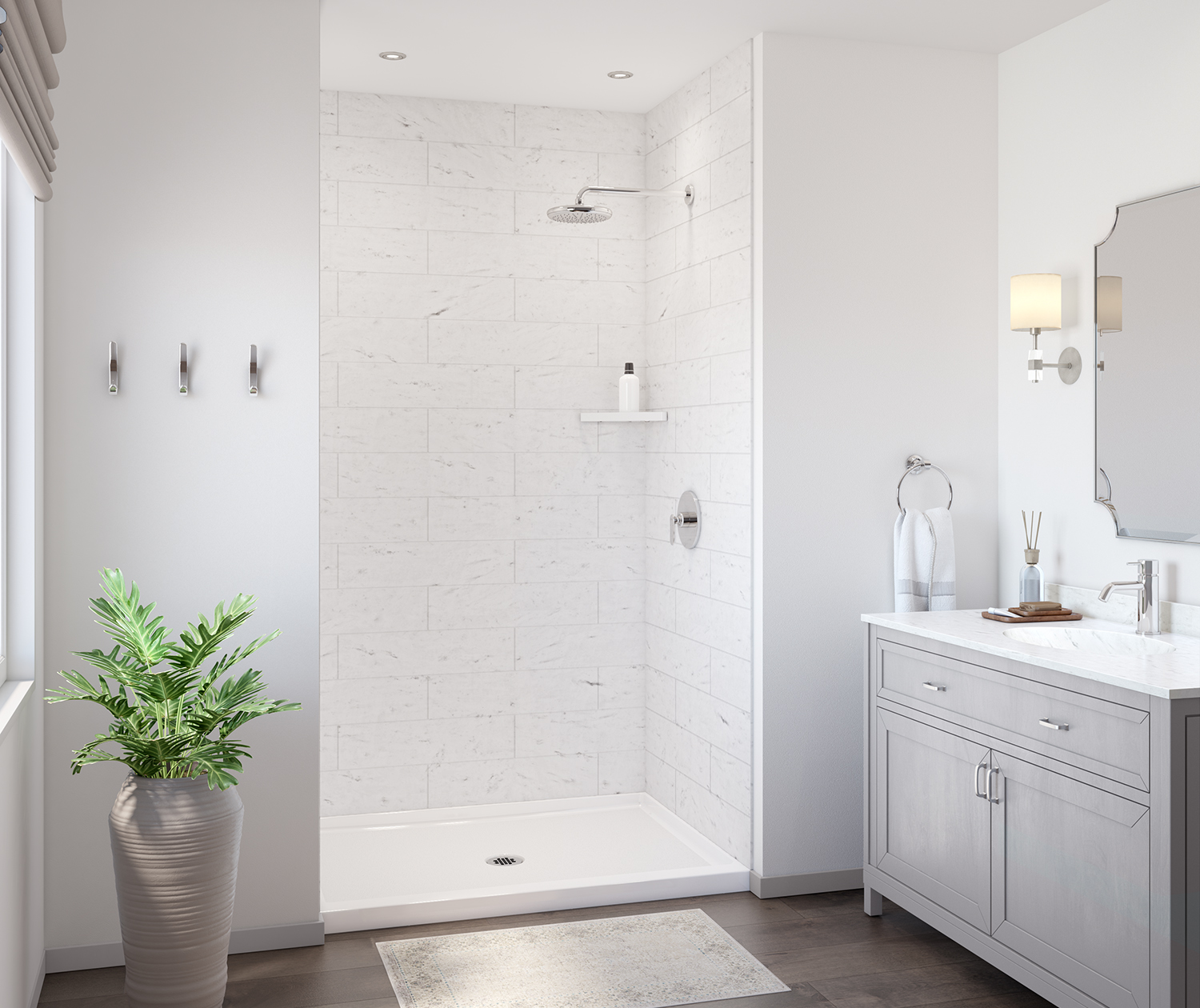 XSB 5038 4.0 ANSI-B AcrylX Alcove Shower Base with Center
