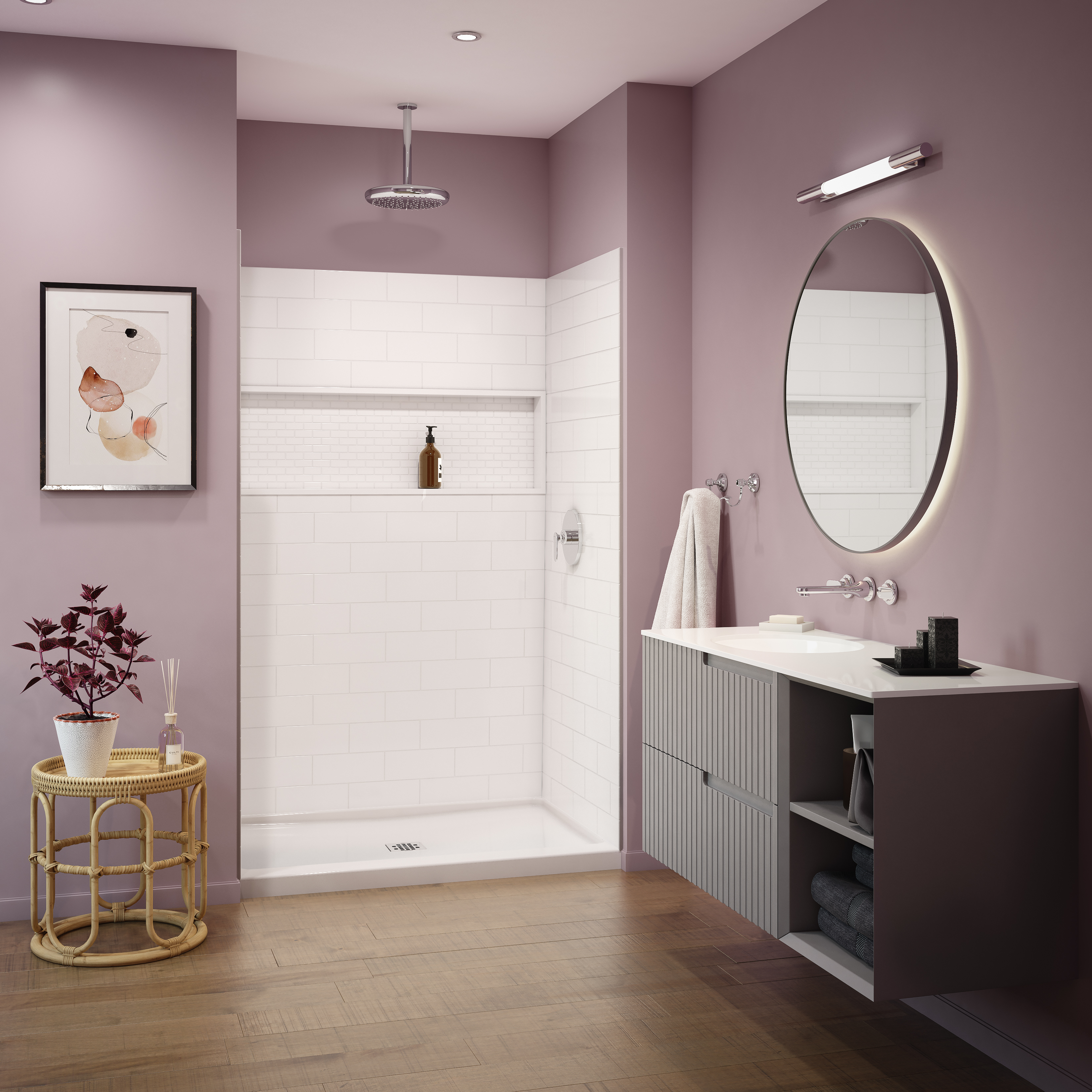 Americast 48 x 36 x 3  Alcove Shower Base with Round Drain