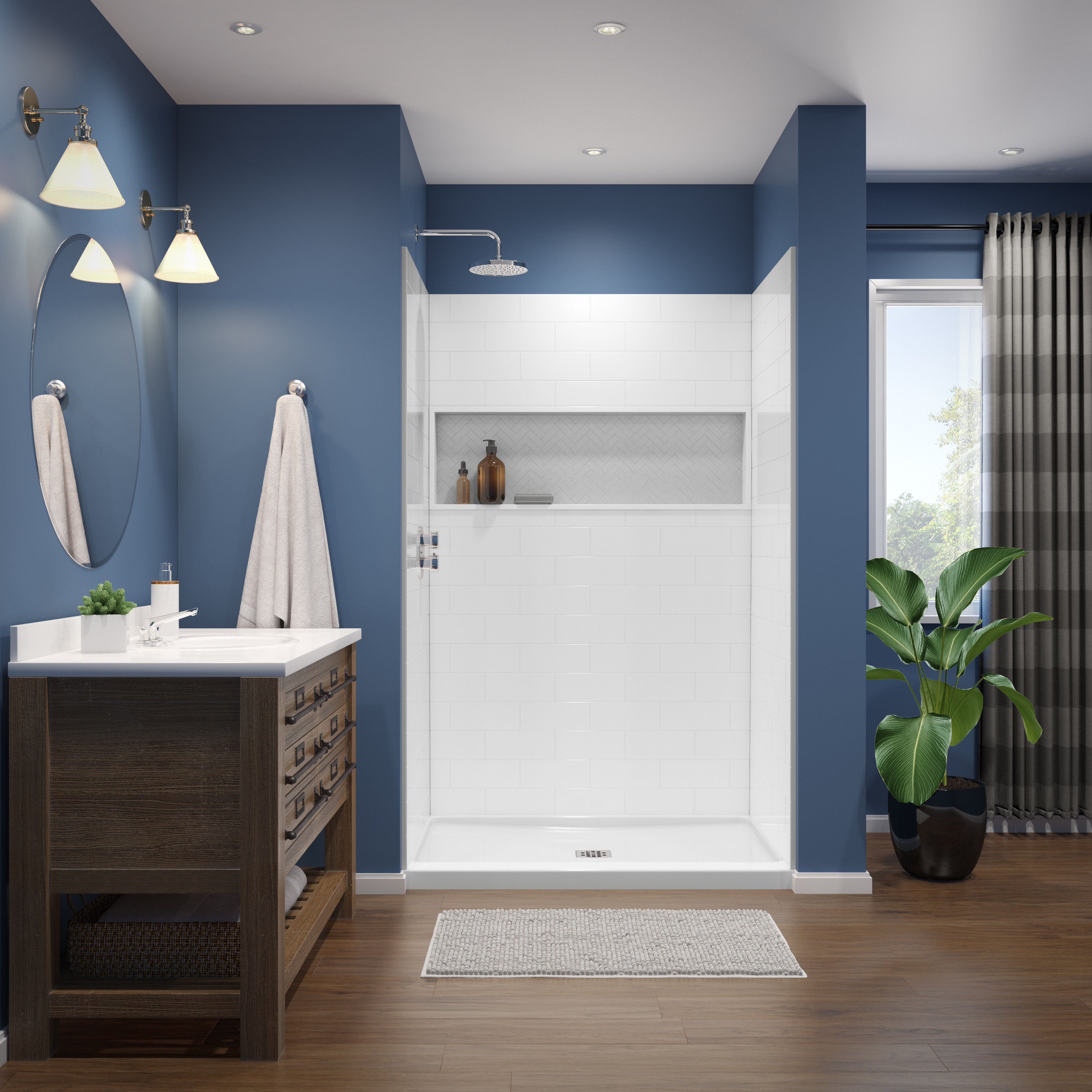 Americast 48 x 34 x 3  Alcove Shower Base with Round Drain