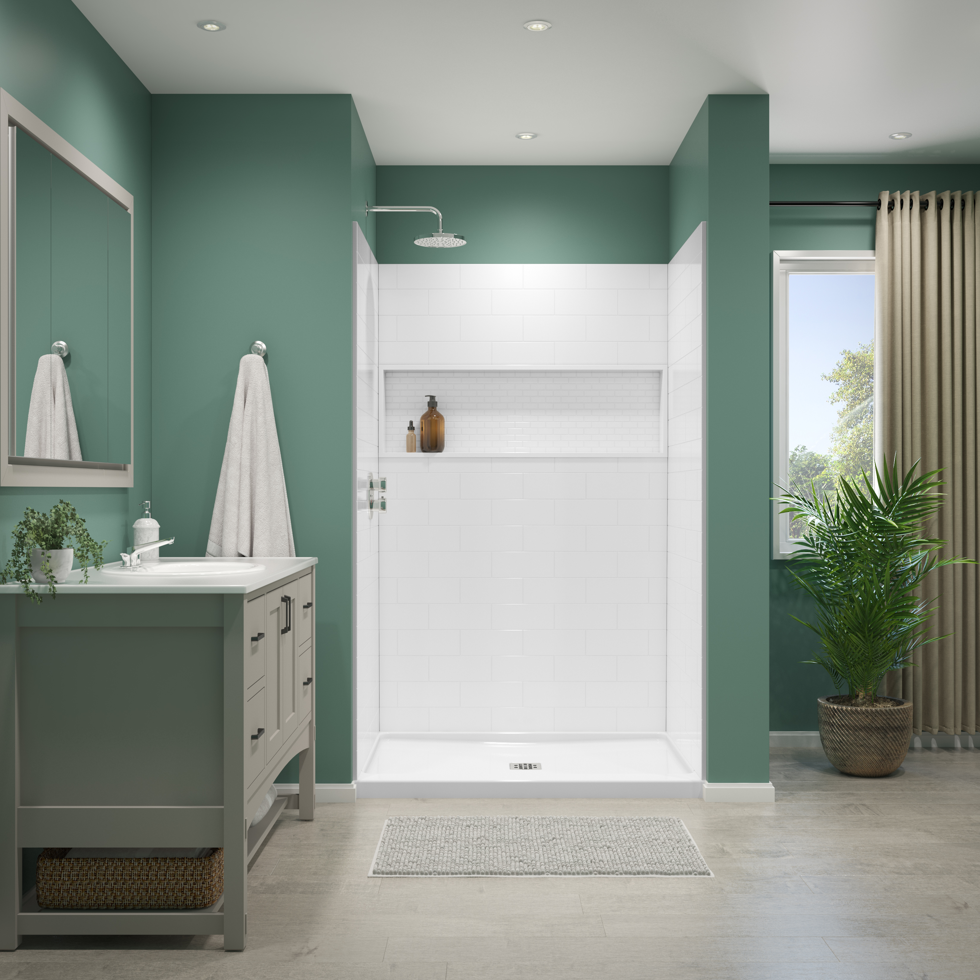 Americast 48 x 36 x 3  Alcove Shower Base with Round Drain