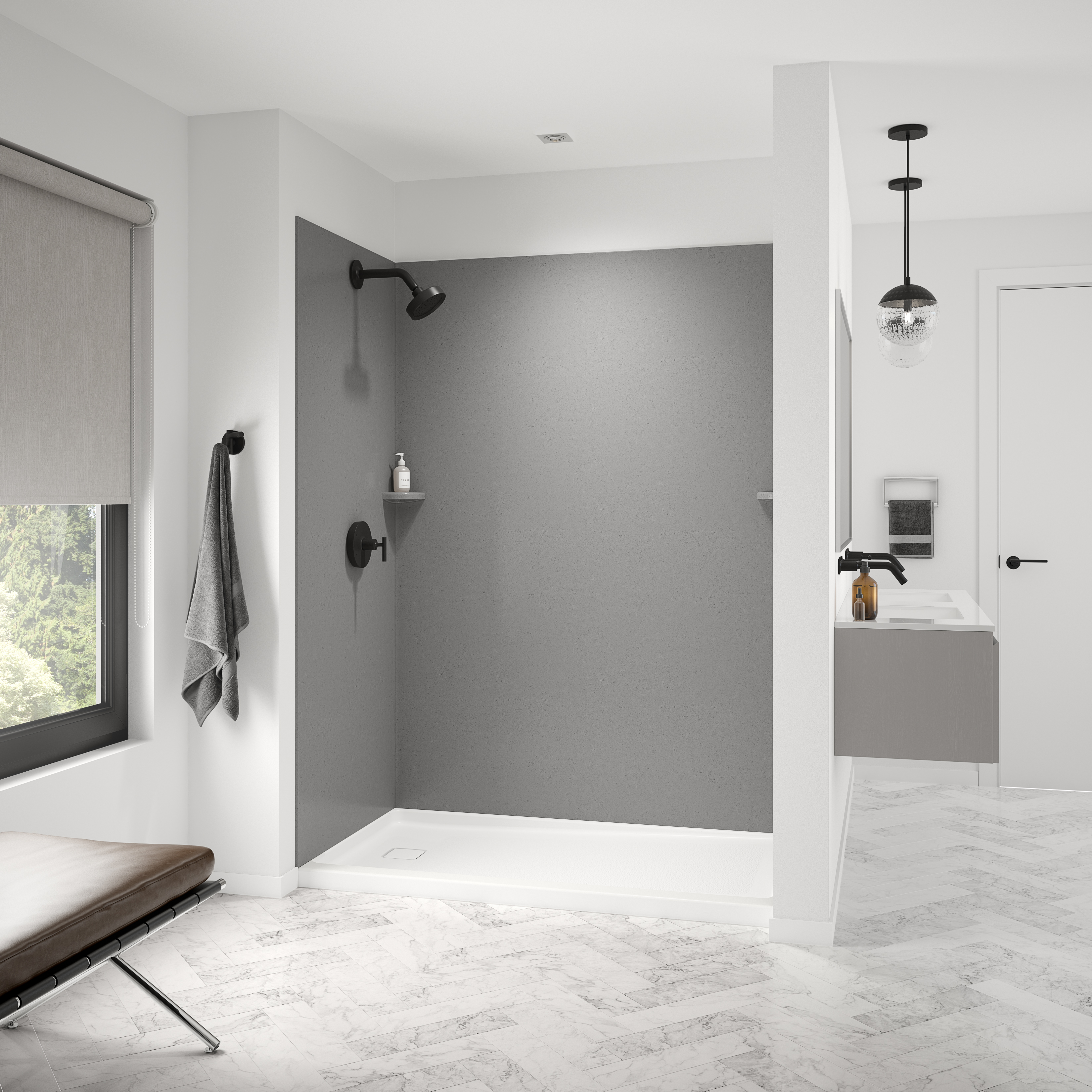 Americast 60 x 36 x 3  Alcove Shower Base - Square Drain