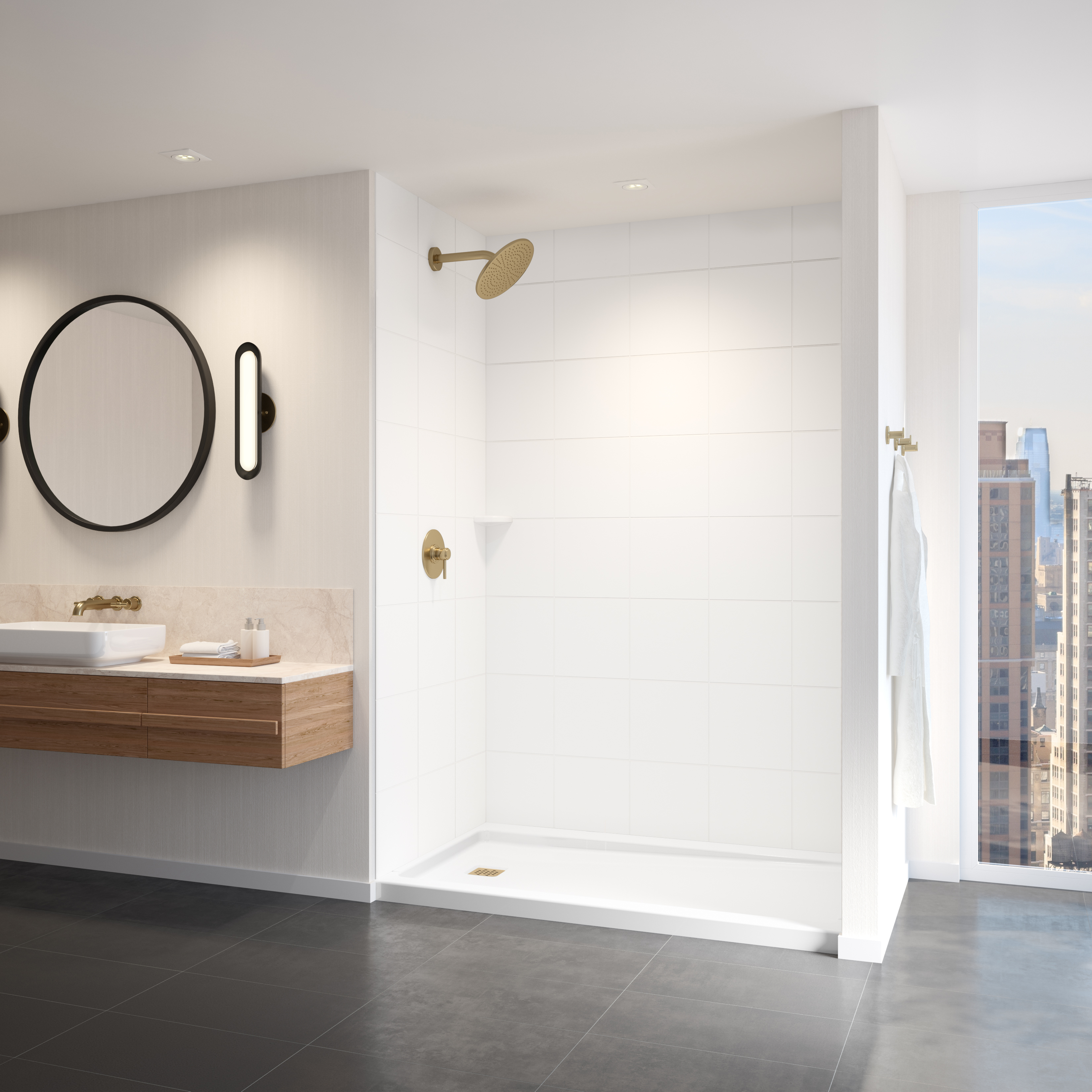 Americast 60 x 36 x 3  Alcove Shower Base - Square Drain