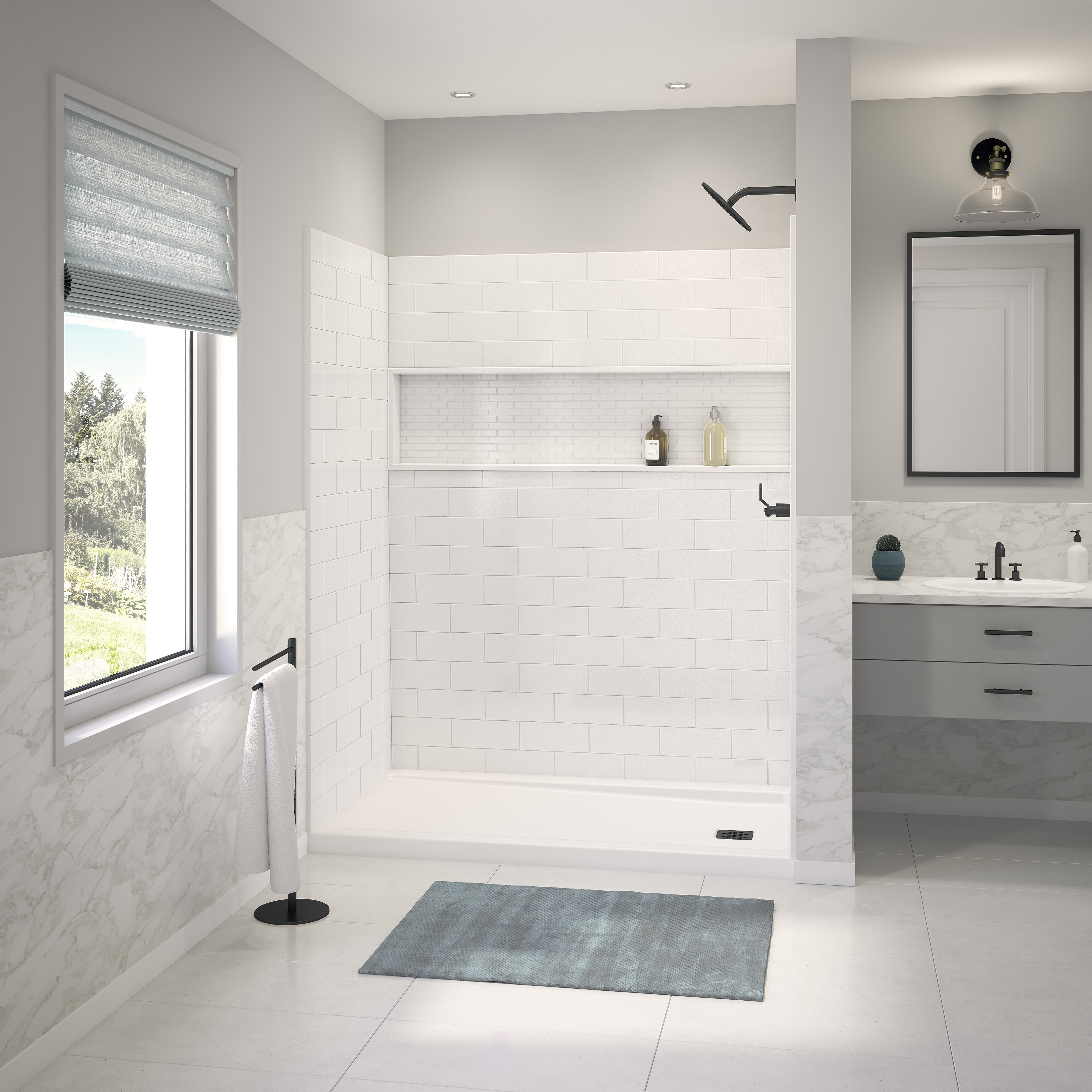 Americast 60 x 36 x 3  Alcove Shower Base - Square Drain