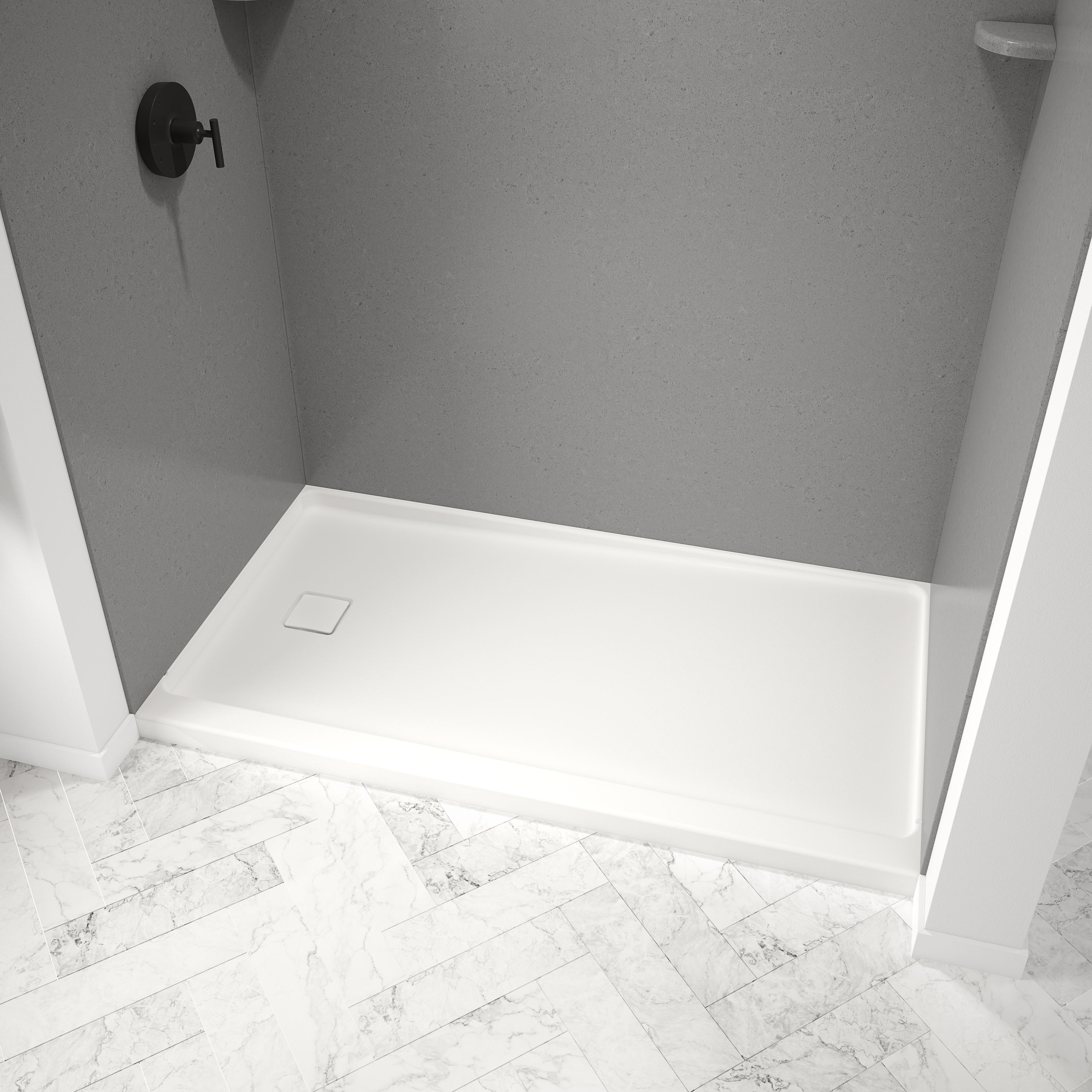 Americast 60 x 36 x 3  Alcove Shower Base - Square Drain
