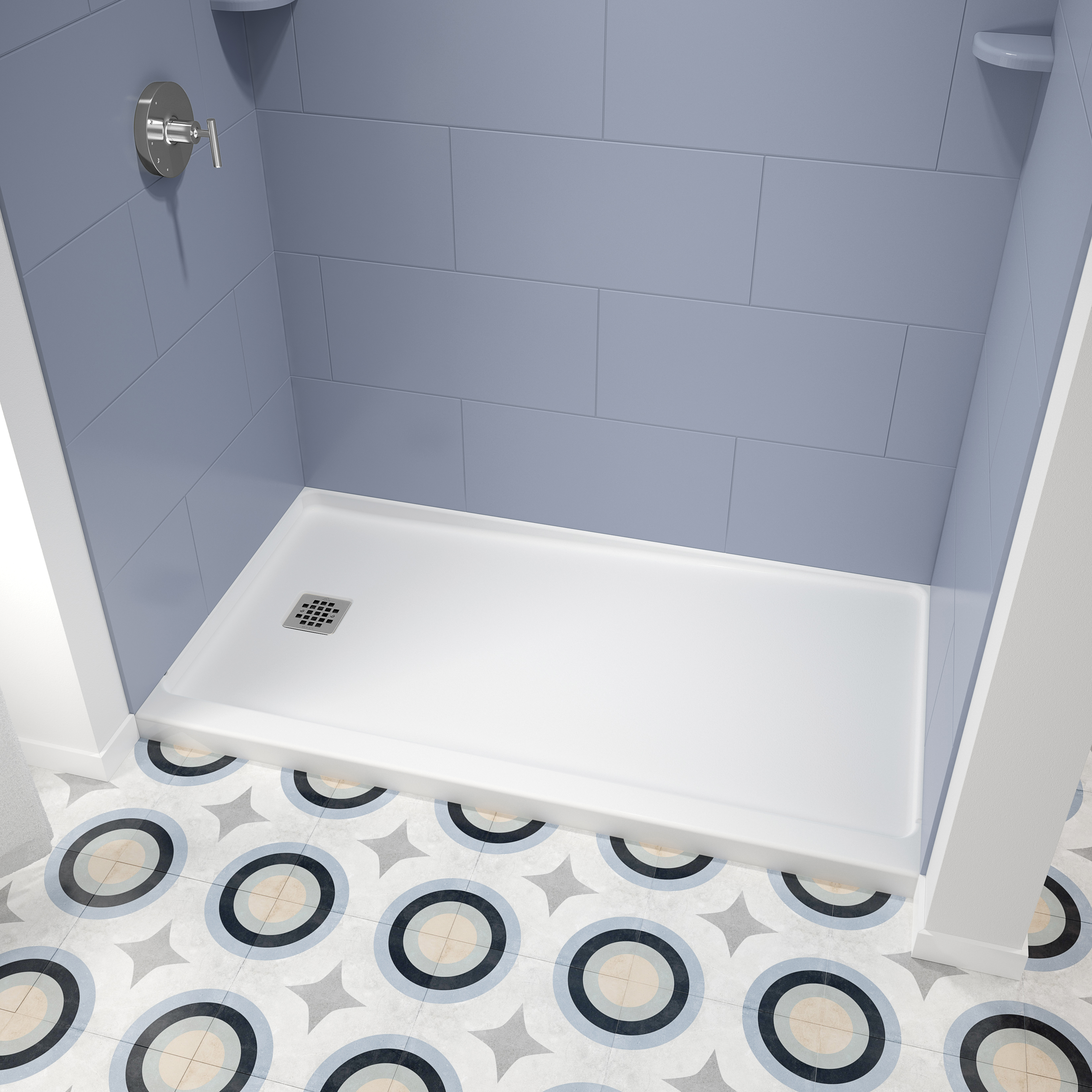 Americast 60 x 36 x 3  Alcove Shower Base - Square Drain