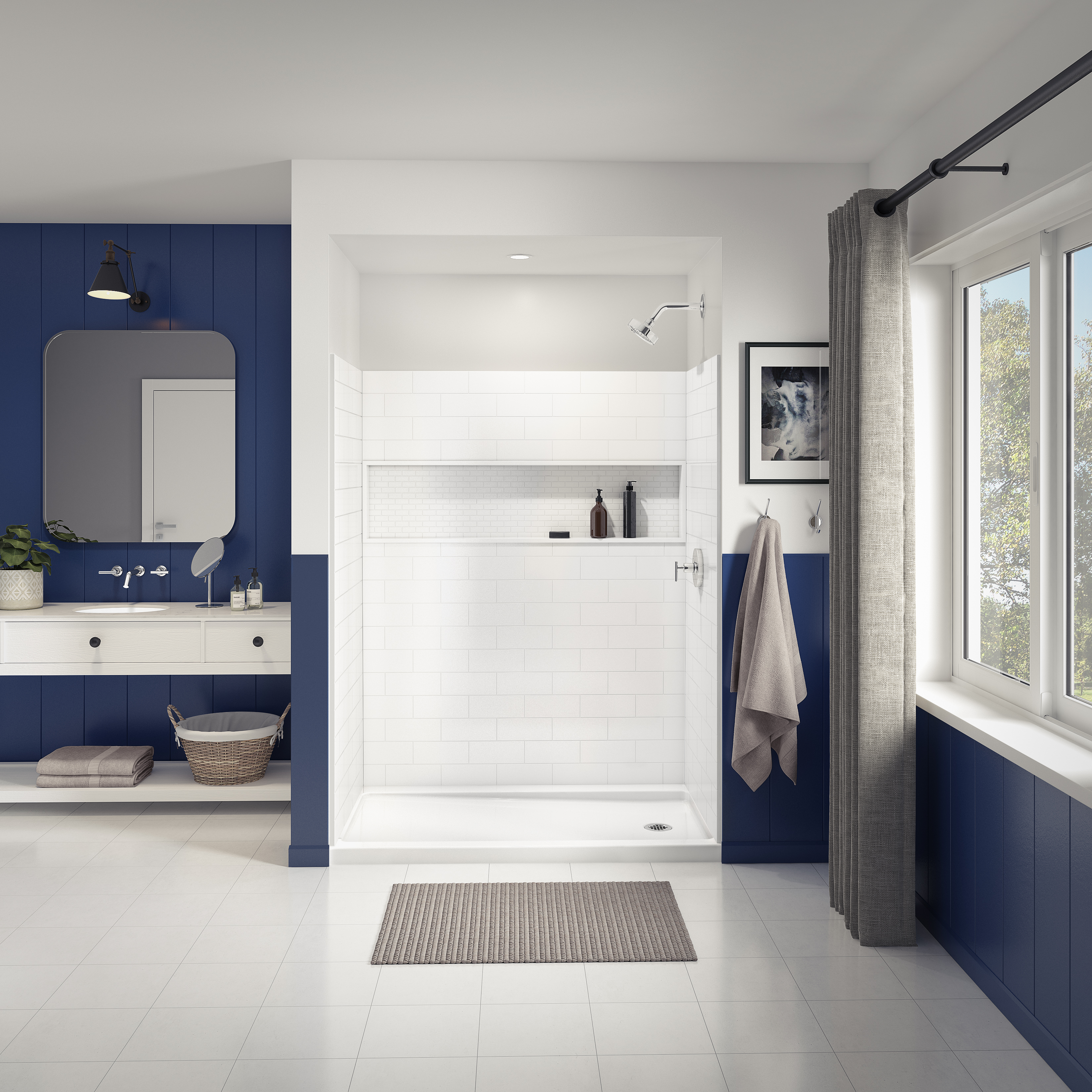 ShowerCast 60 x 36 x 3 Porcelain Enamel Alcove Shower Base - Round Drain