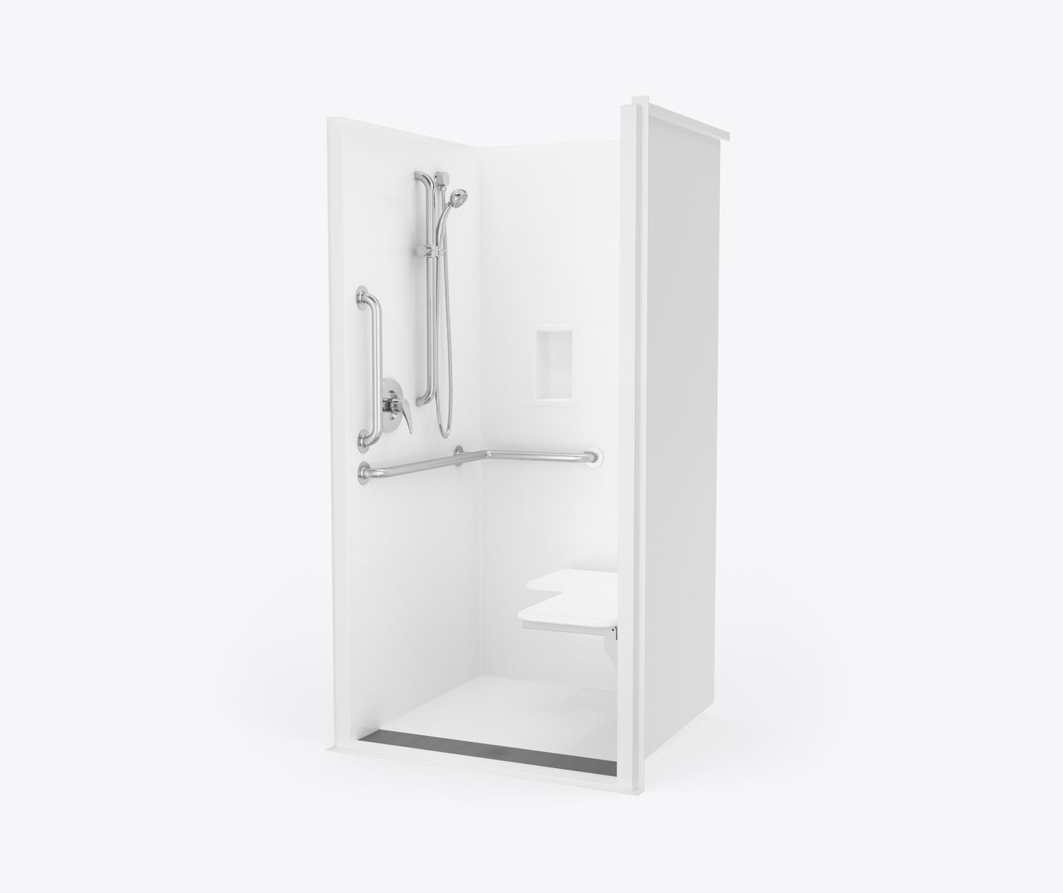 XST 3838 TR COL AcrylX Alcove One-Piece Shower in Bone with Trench Drain | Shower, ComfortDesigns en XST 3838 TR COL AcrylX Alcove One-Piece Shower in Bone with Trench Drain | Shower, ComfortDesigns en