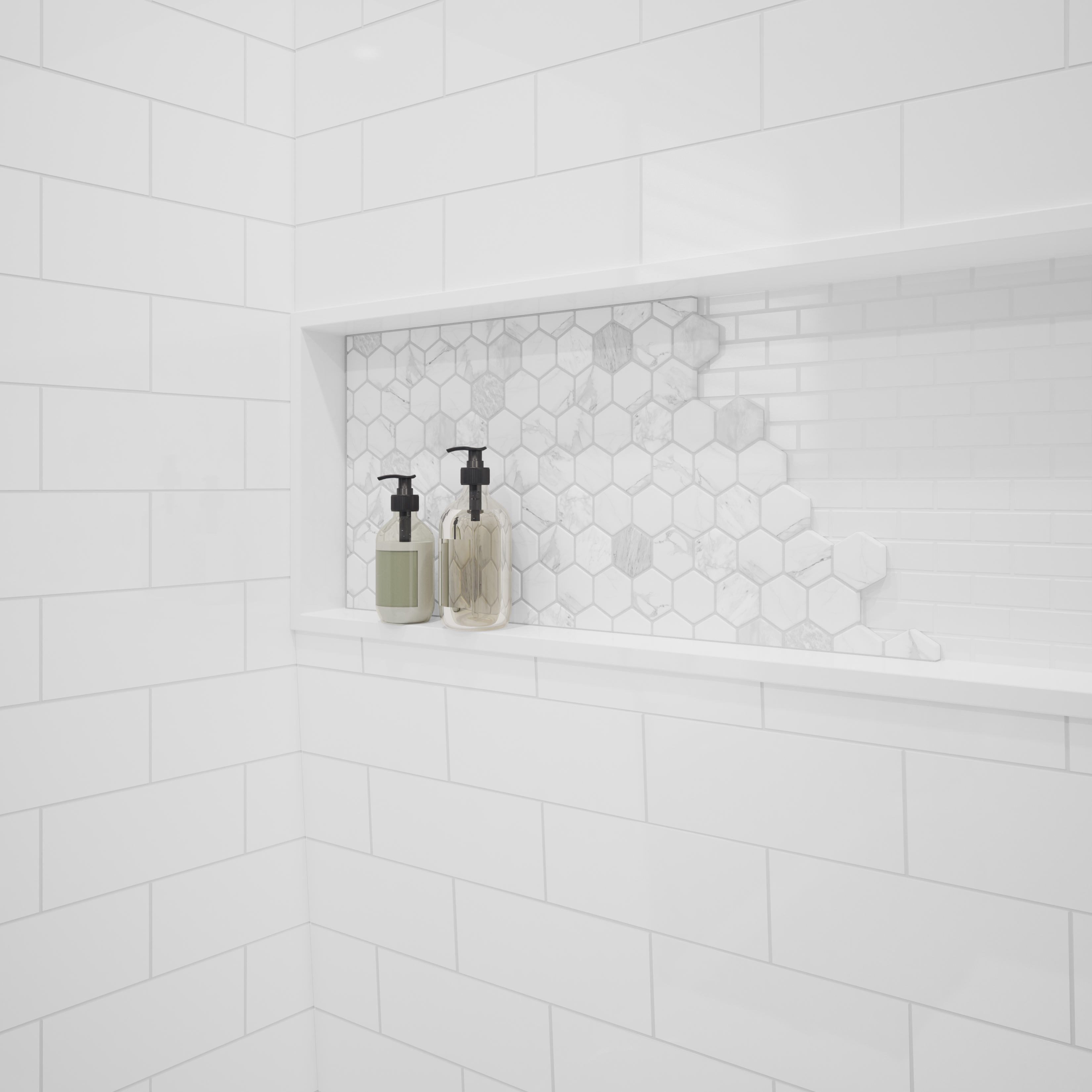 NexTile 4836 Direct-to-Stud Four-Piece Shower Wall Kit
