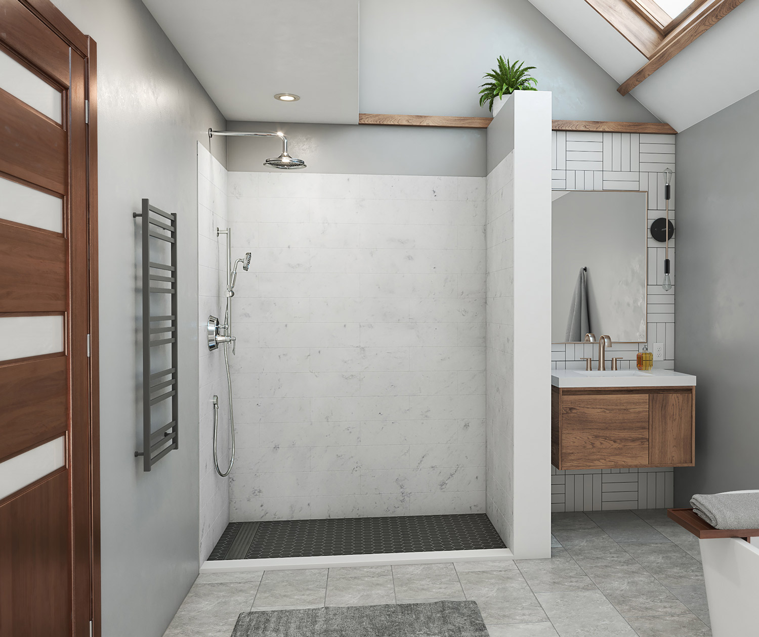 MSMK843462 34 x 62 x 84 Swanstone® Modern Subway Tile Glue up Shower