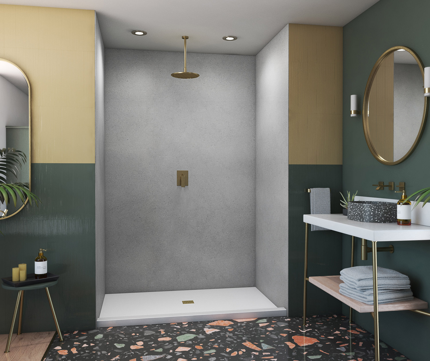 SK363696 36 x 36 x 96 Swanstone® Smooth Glue up Shower Wall Kit in Ash