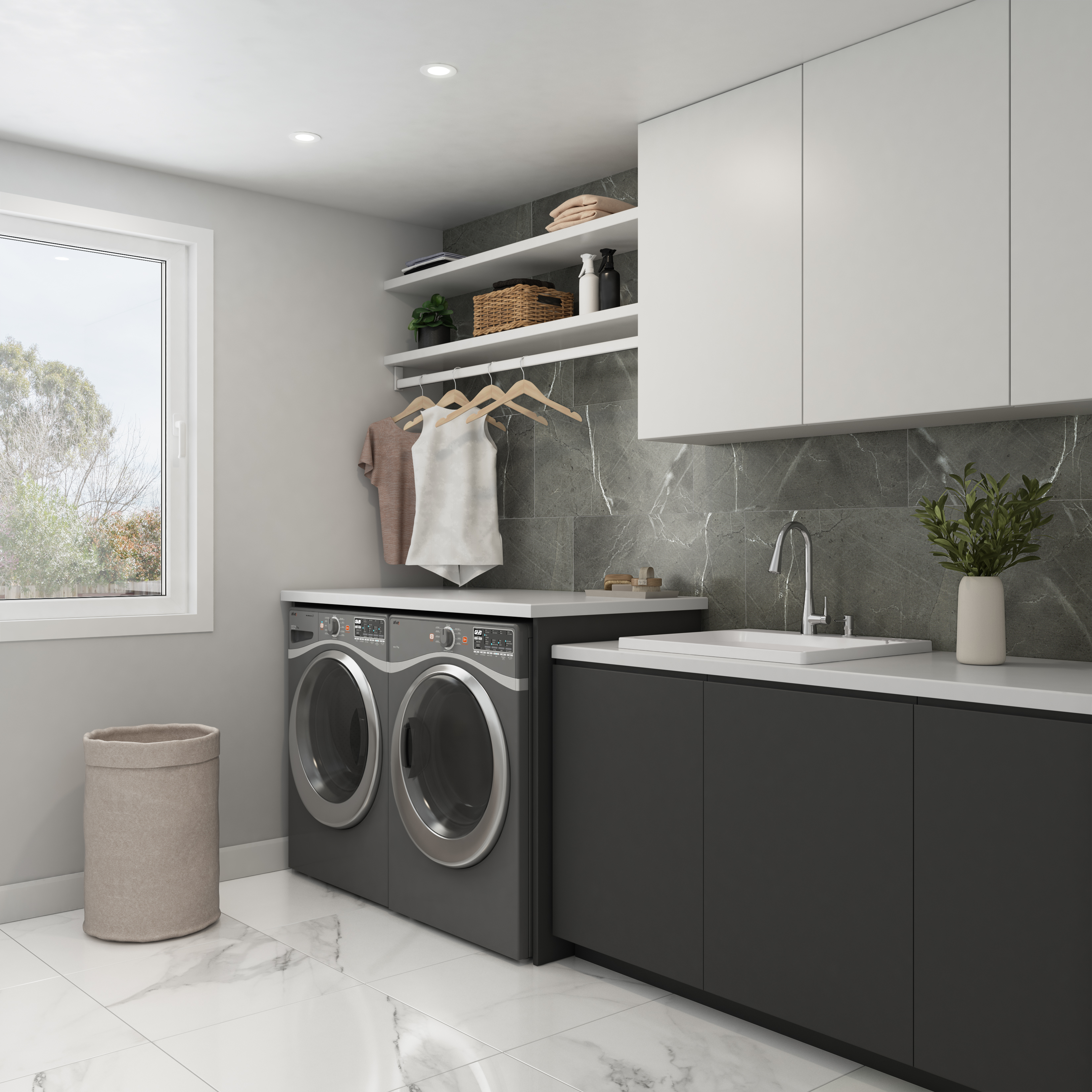 MAAX-MANHATTAN-TILE-SMOOTH-MARBLE-DARK-GREY-LAUNDRY-ROOM-DECO