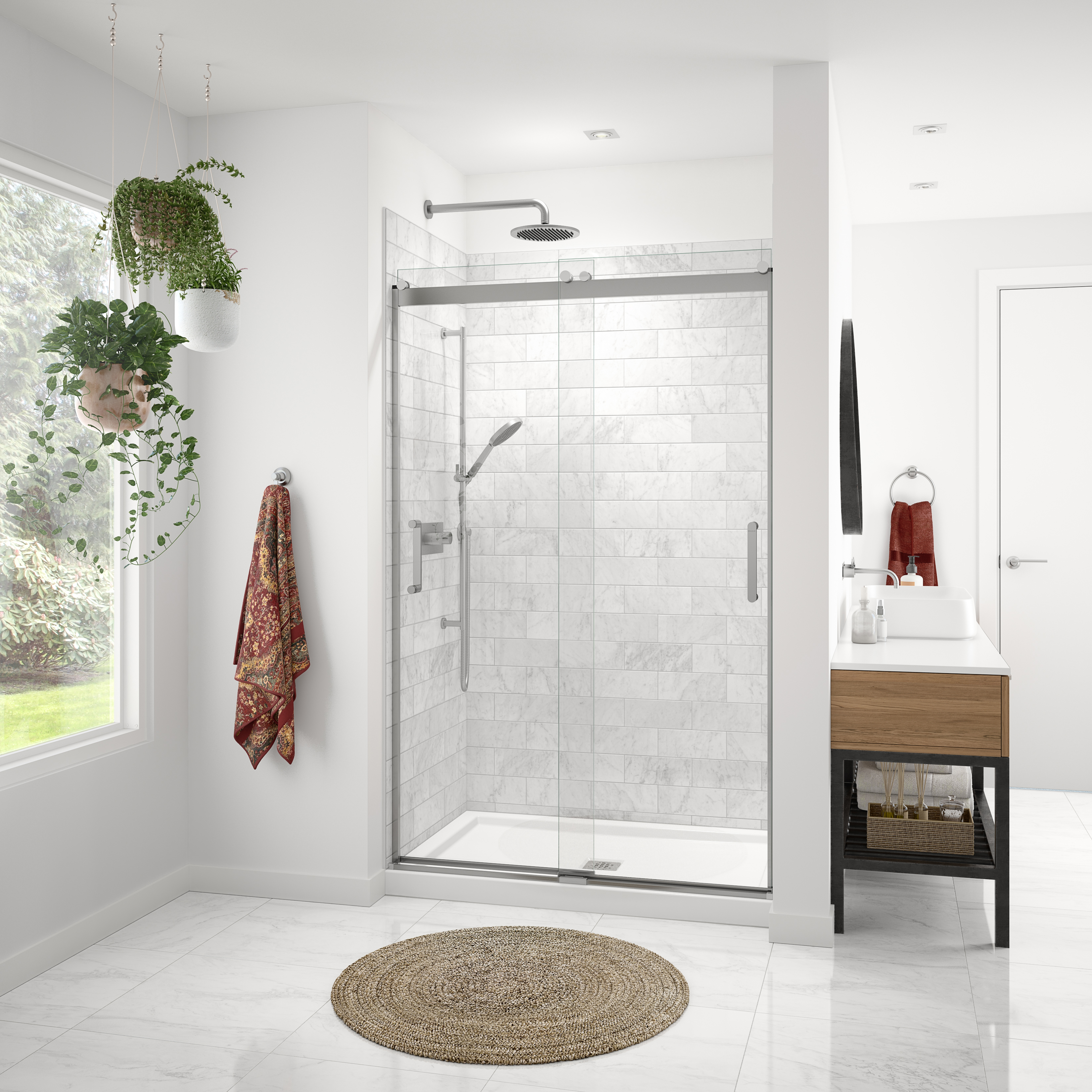 14834STT 48 x 35 AcrylX Alcove Center Drain One-Piece Shower in