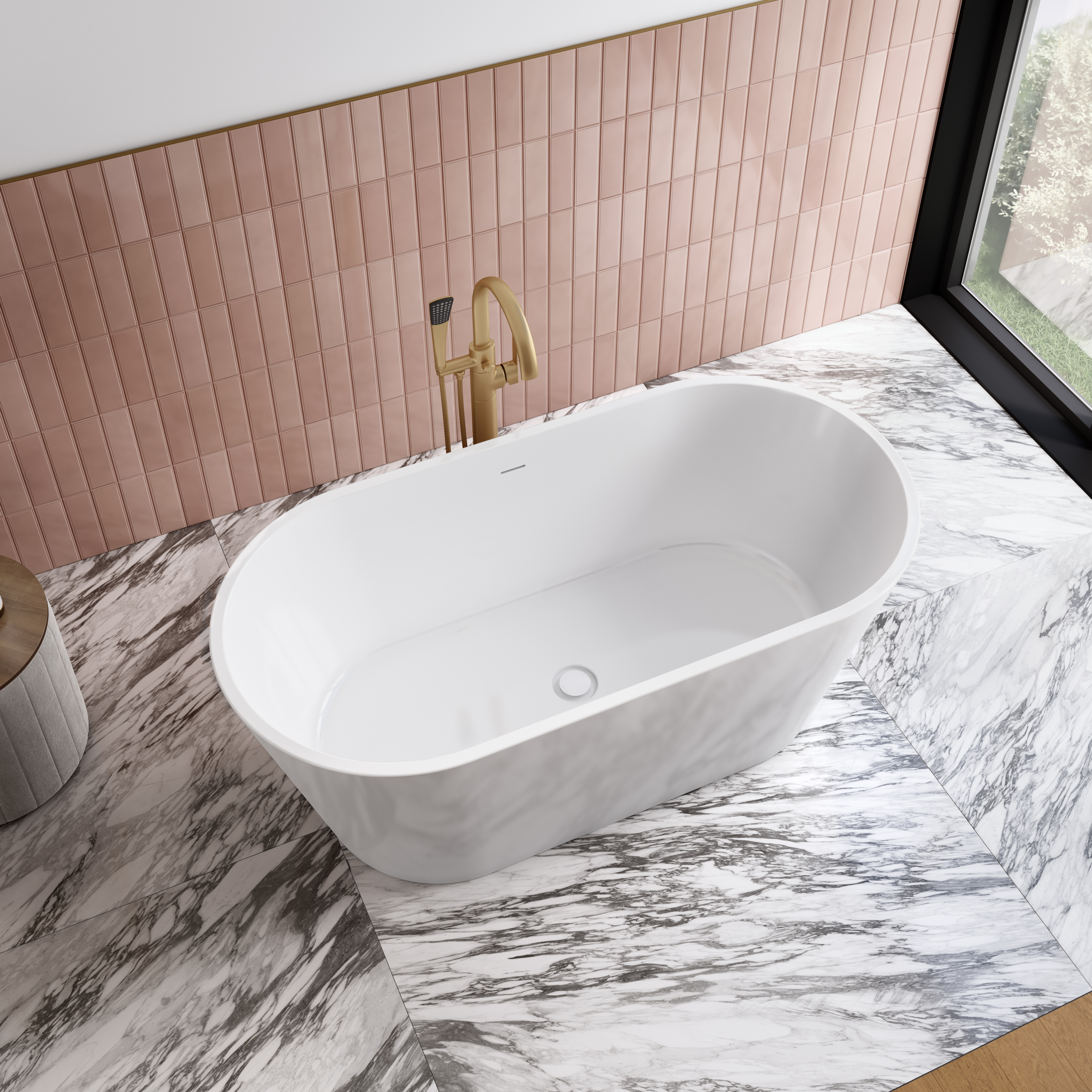 Chorale 60 x 30 Acrylic Freestanding Center Drain Bathtub in