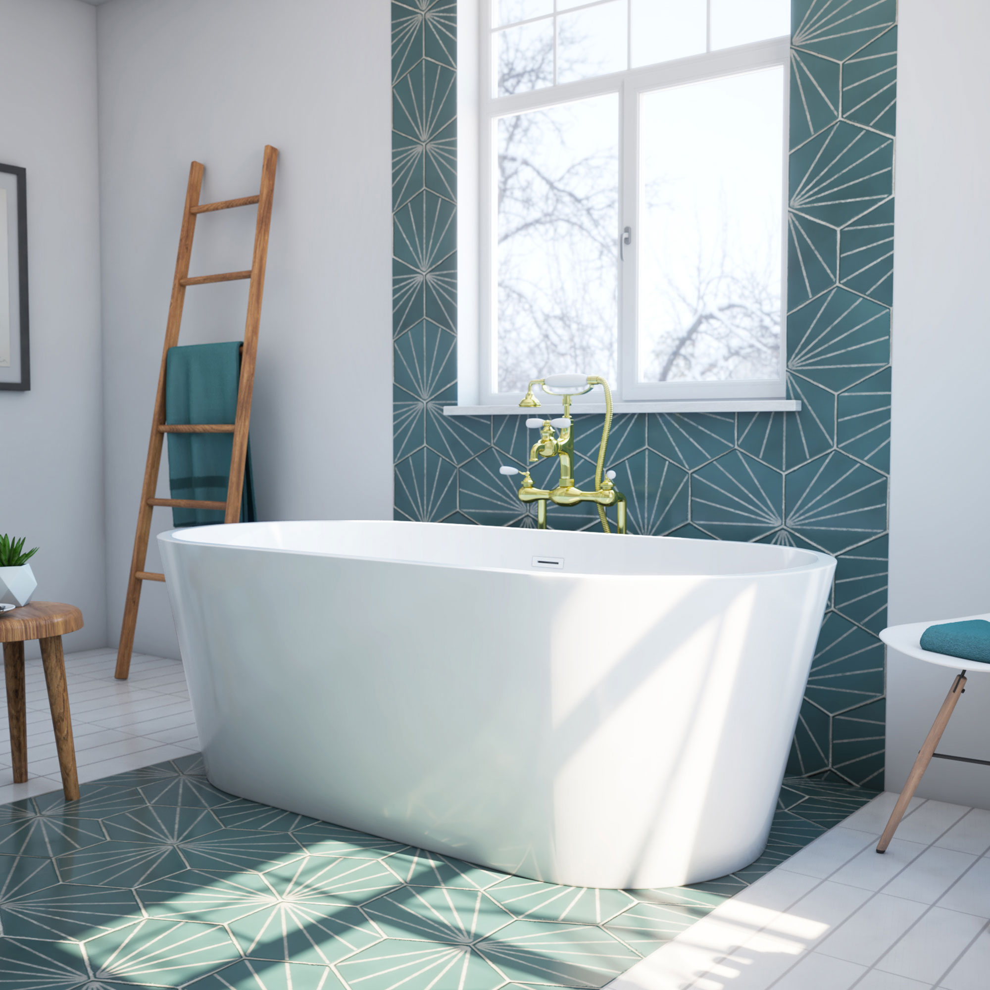 DreamLine Havana 67 inch L x 23 inch H White Acrylic Freestanding