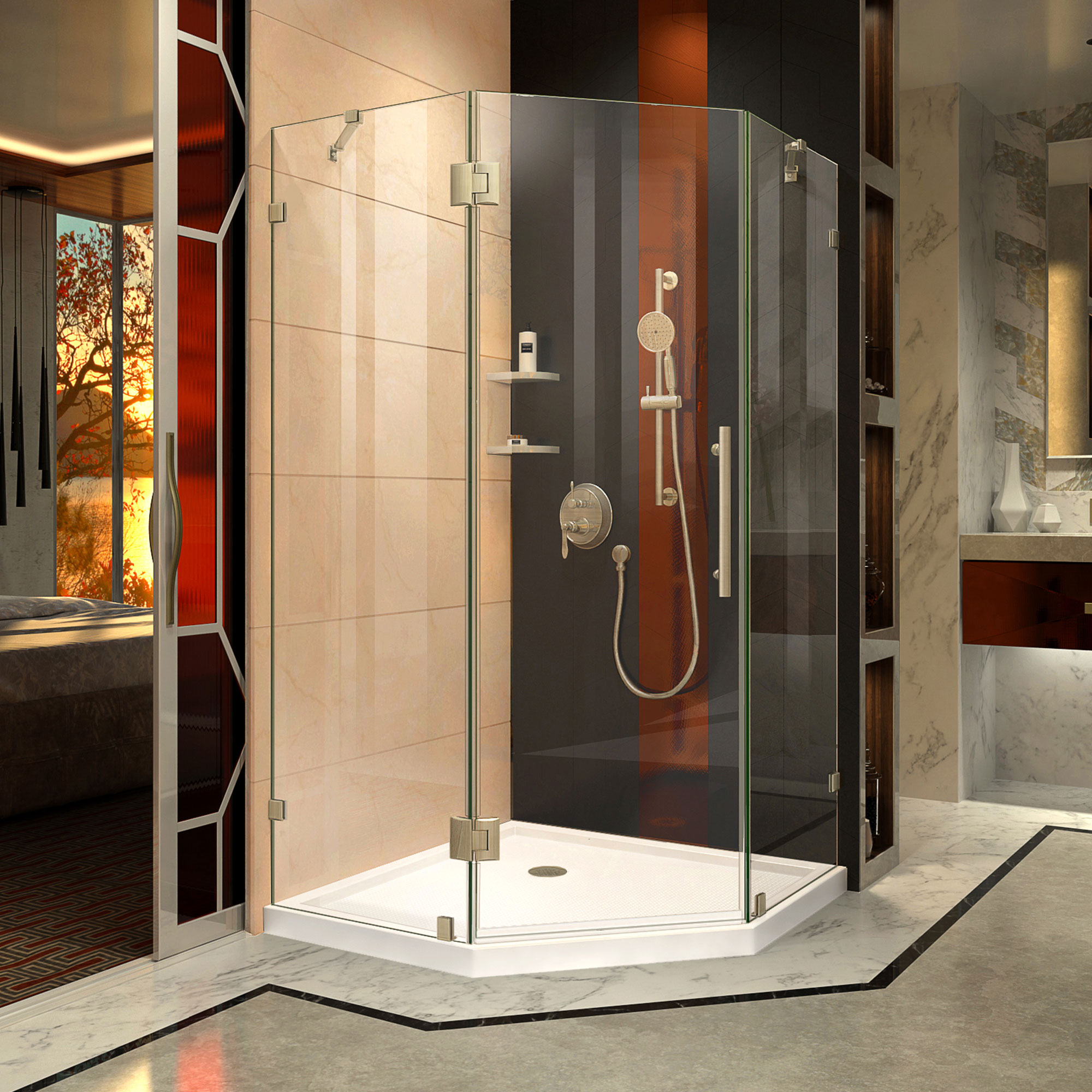 DreamLine Prism Lux 34 5/16 inch x 72 inch Frameless Neo-Angle