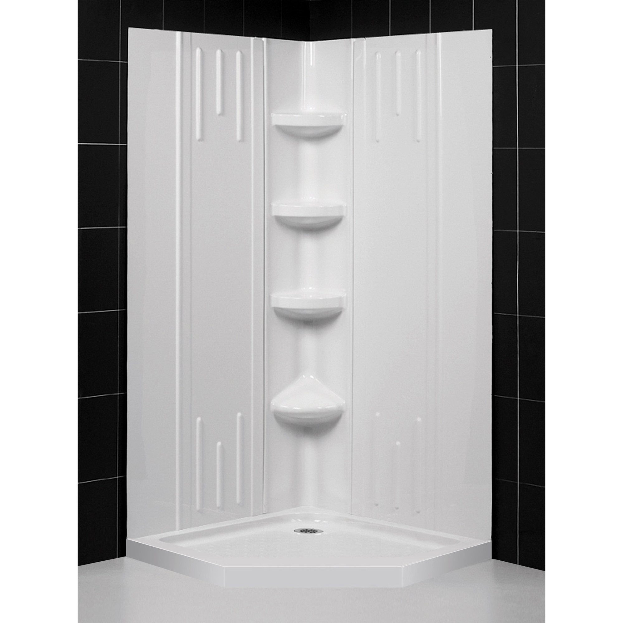 DreamLine 36 inch D x 36 inch W x 75 5/8 inch H Corner Drain Neo-Angle ...