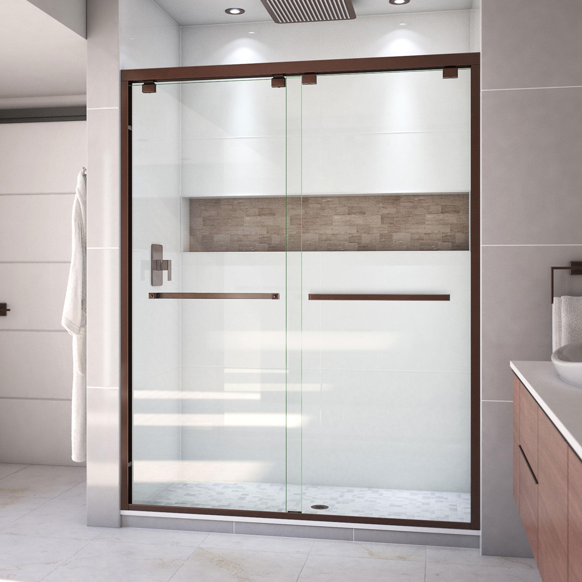DreamLine Encore 56 - 60 inch W x 76 inch H Semi-Frameless Bypass