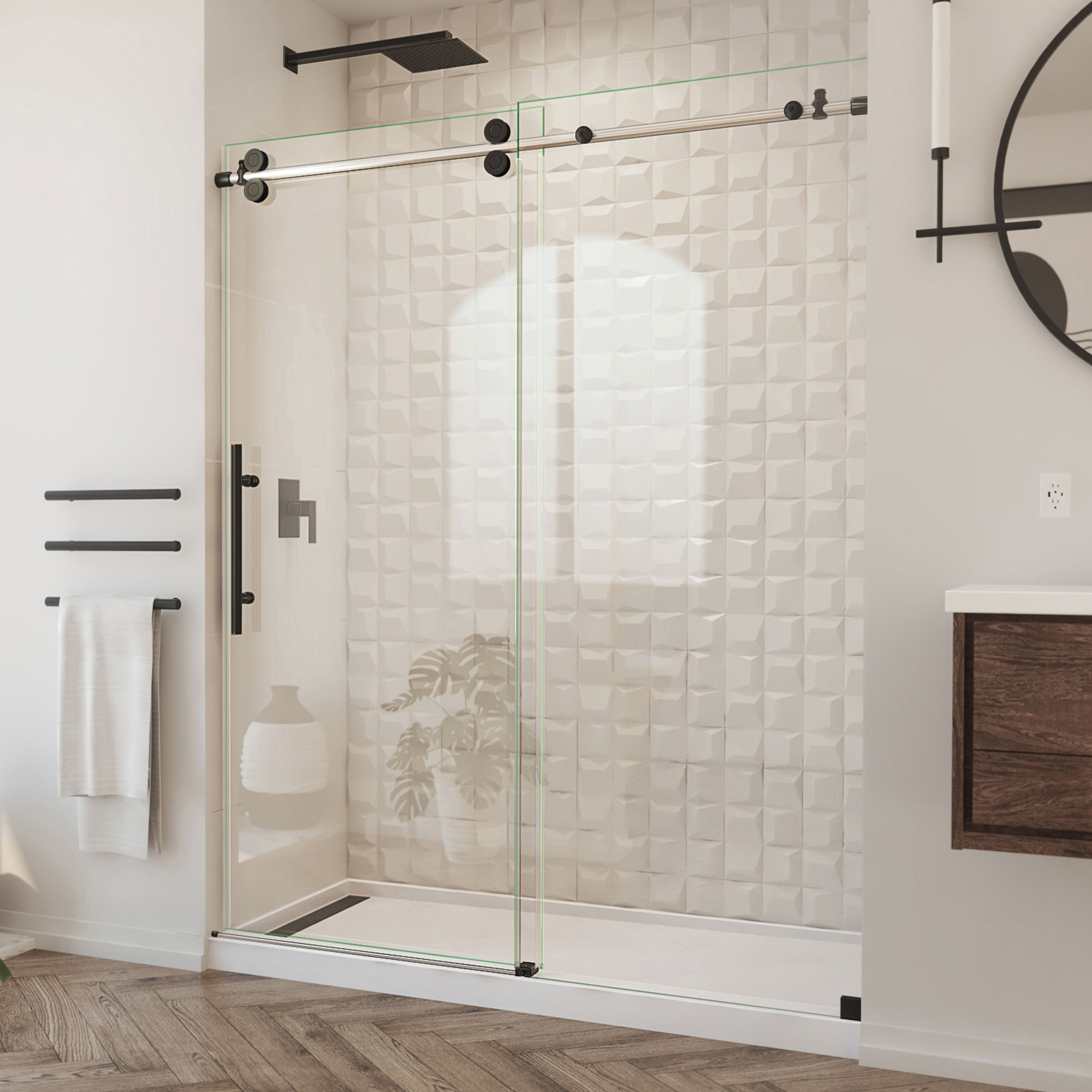 hidamari✨ DreamLine Enigma-XO 56 - 60 inch W x 76 inch H Frameless Sliding