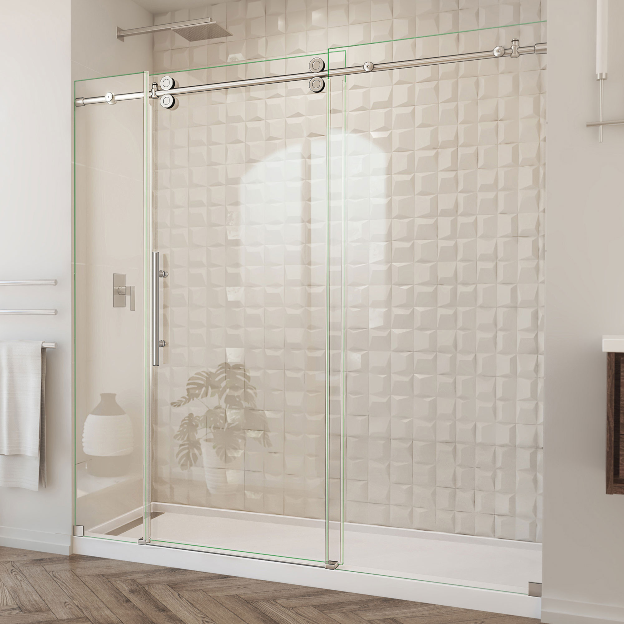 dreamshow ロンジュン DreamLine Enigma-XO 68-72 inch W x 76 inch H Frameless Sliding