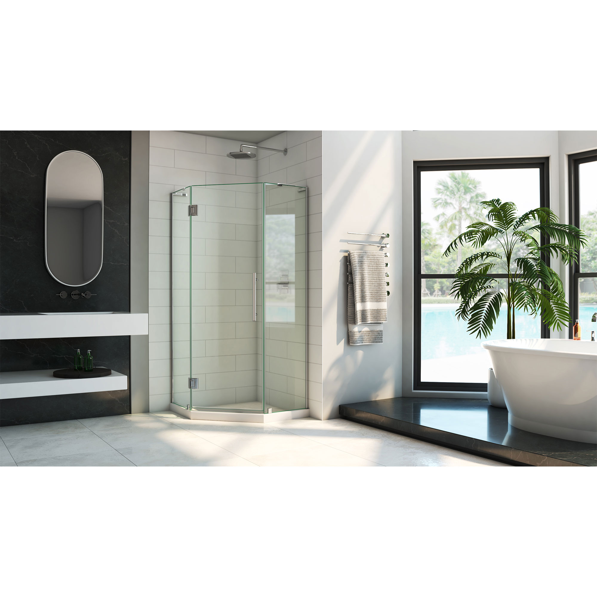DreamLine Prism Plus 36 inch x 72 inch Frameless Neo-Angle Hinged