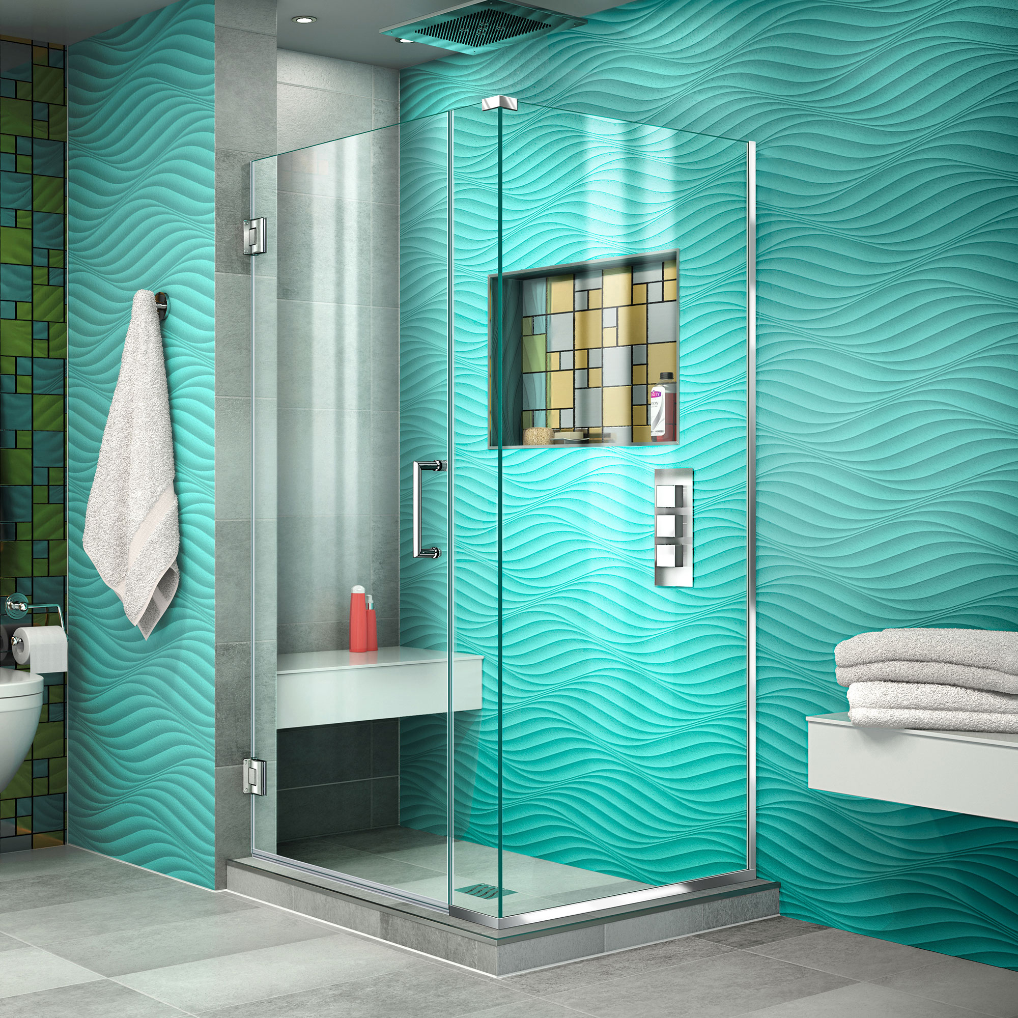 DreamLine Unidoor Plus 32 inch W x 30 3/8 inch D x 72 inch H Frameless ...