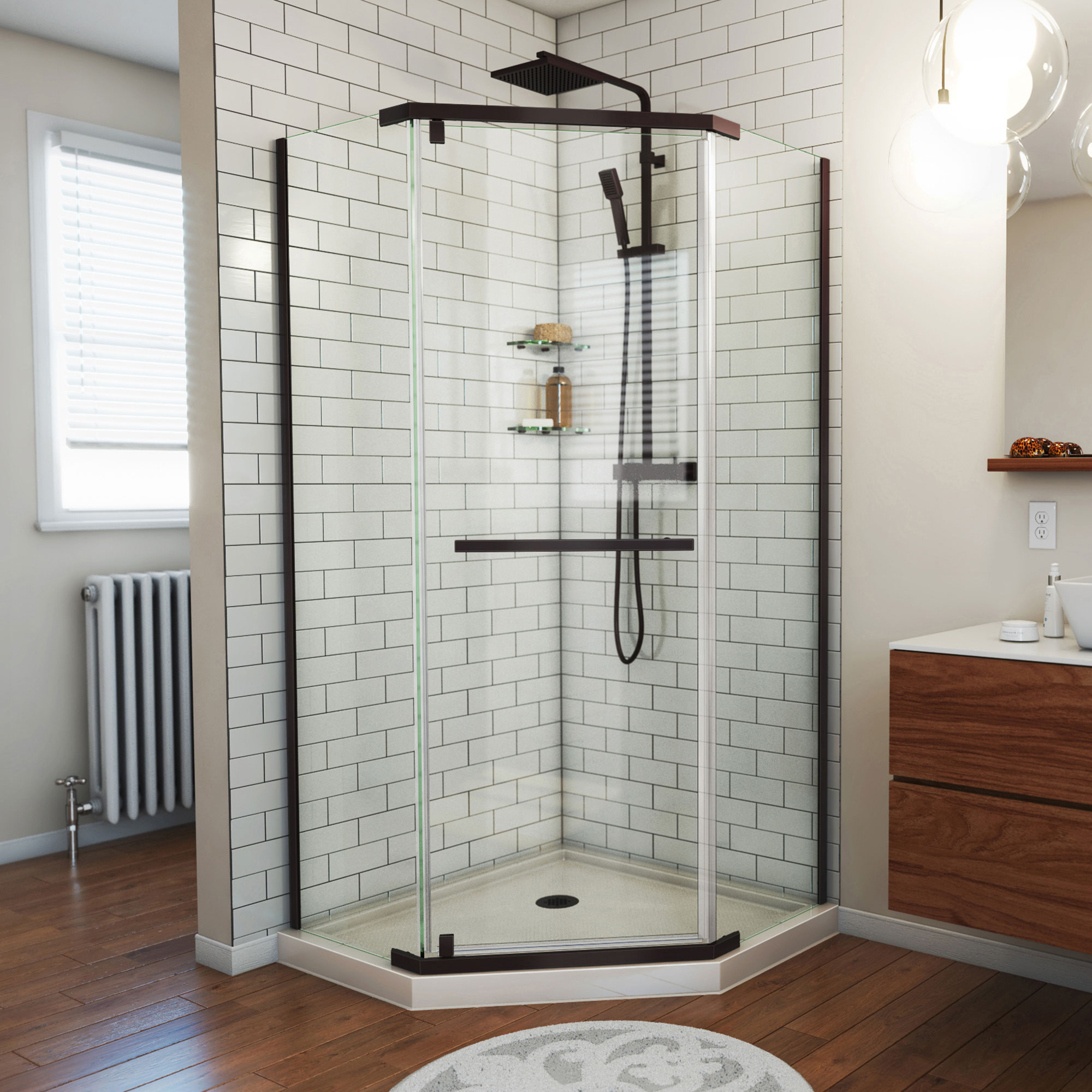 DreamLine DreamStone 36 inch D x 36 inch W x 84 inch H Corner Shower Wall  Kit in White Modern Subway Pattern | Wall, Dreamline en, image size:2000x2000