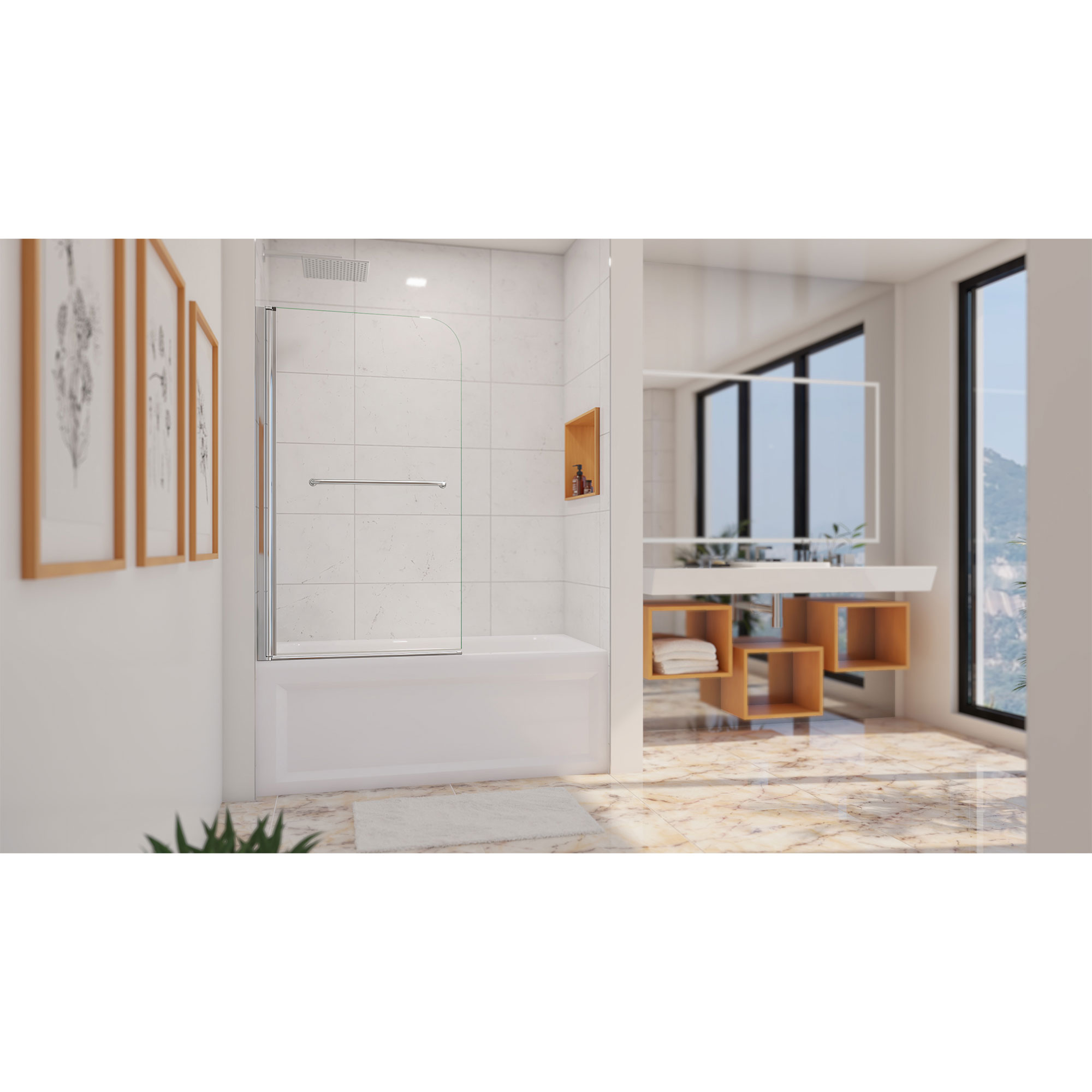 DreamLine Aqua Swing 34 inch W x 58 inch H Frameless Tub Door in
