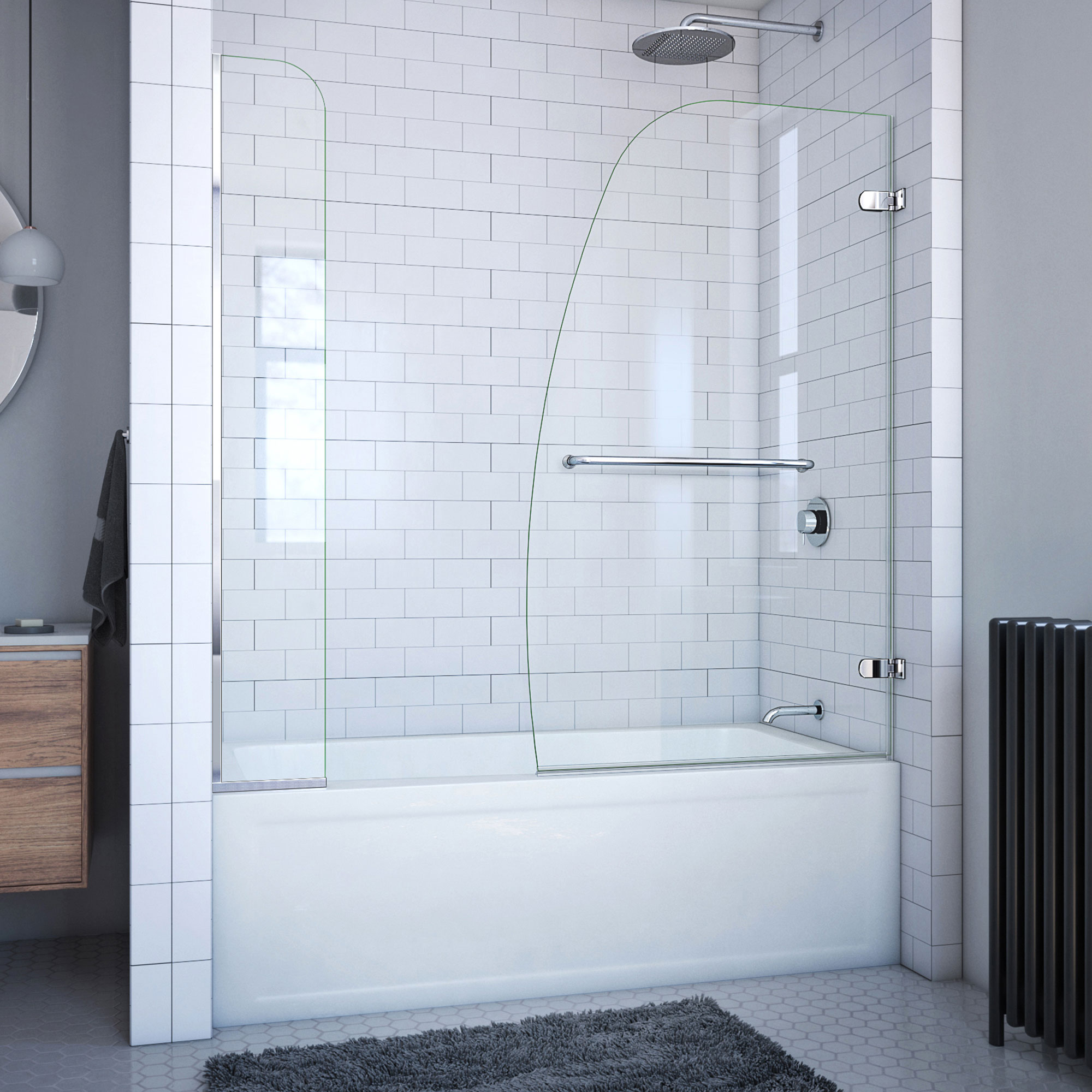 DreamLine Aqua Uno 56 - 60 inch W x 58 inch H Frameless Hinged Tub