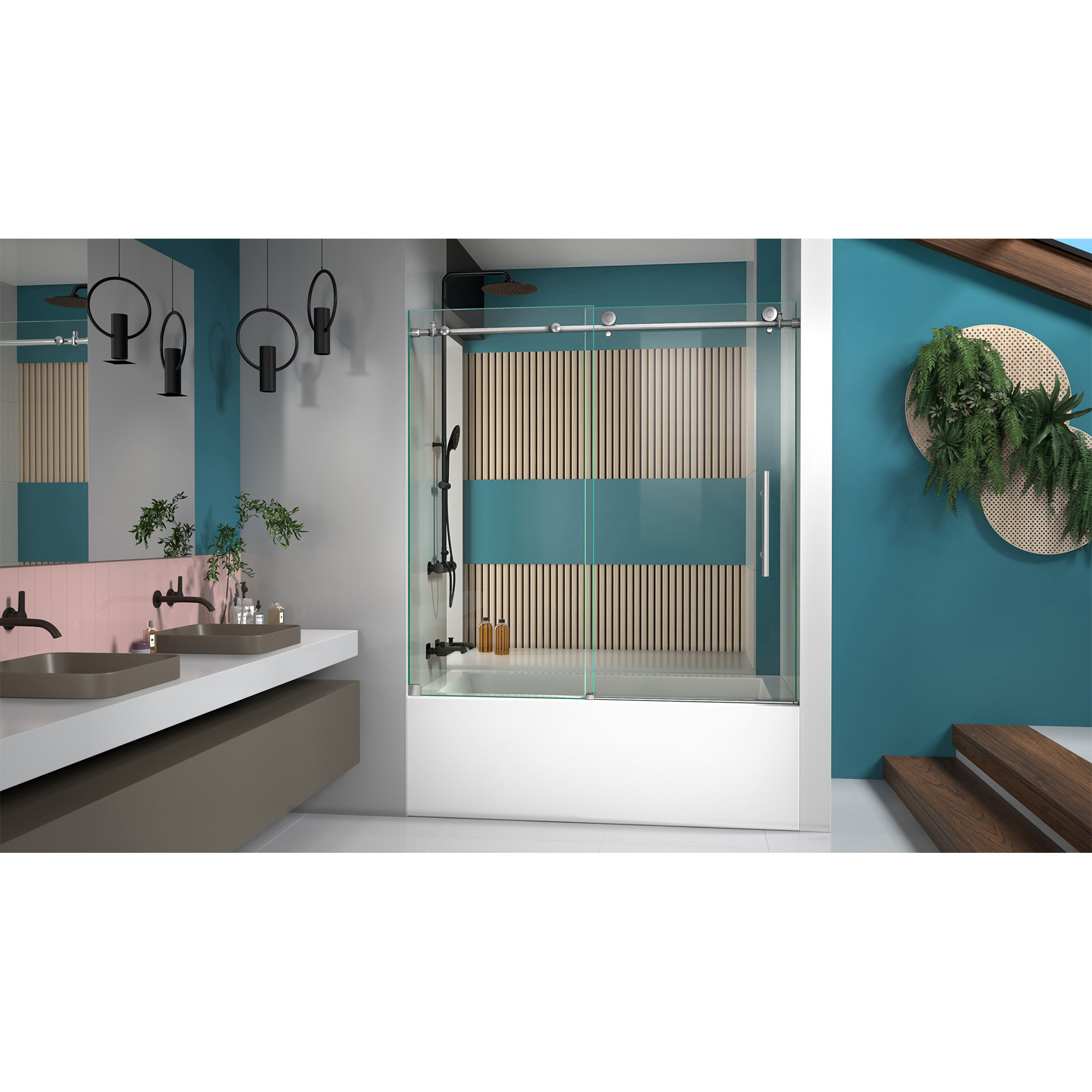 DreamLine Enigma-X 55 - 59 inch W x 62 inch H Frameless Sliding