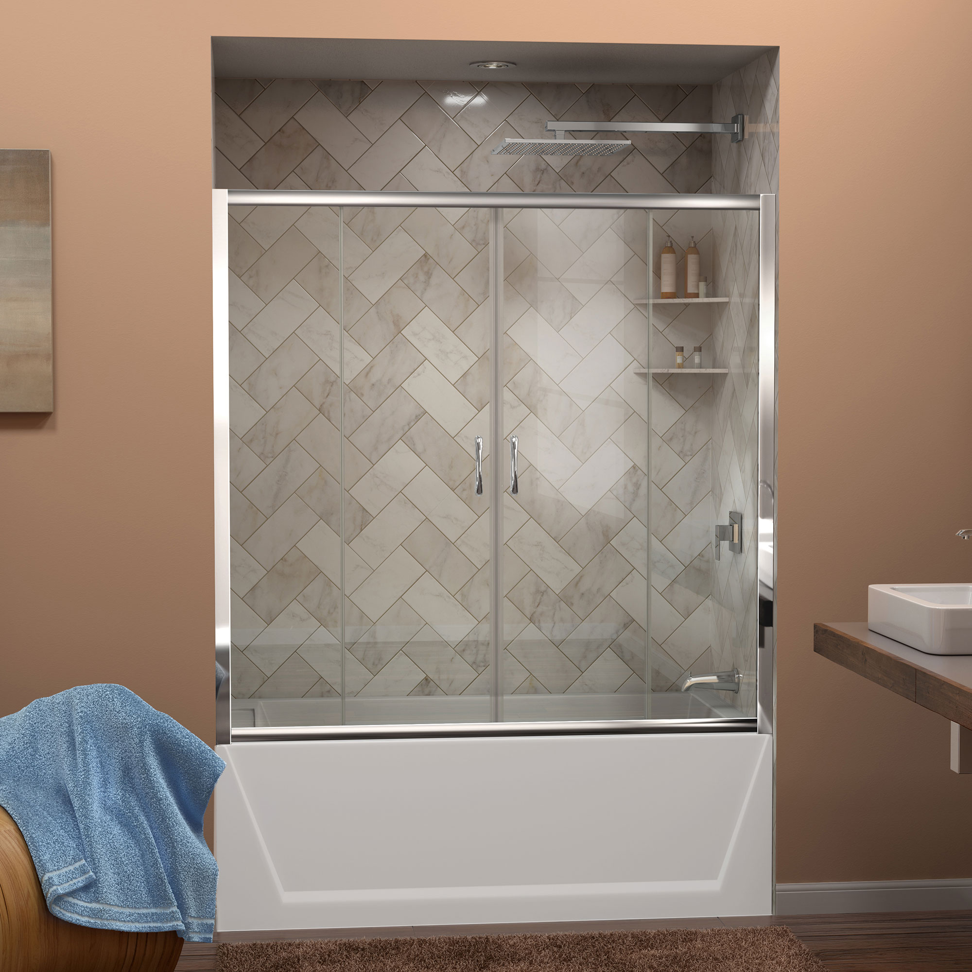 DreamLine Visions 56 - 60 inch W x 58 inch H Semi-Frameless