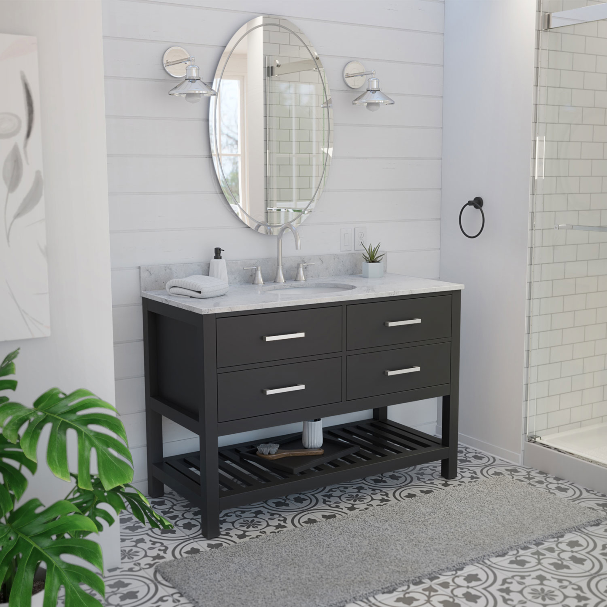 DreamLine Valencia 48 inch W x 22 inch D x 34 inch H Single Oval