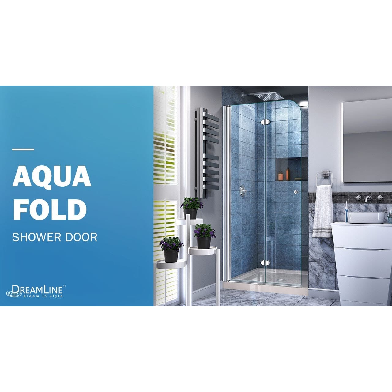 DreamLine Aqua Fold 29 1/2 inch W x 72 inch H Frameless Bi-fold