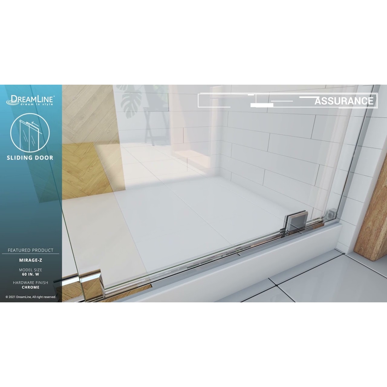 DreamLine Mirage-Z 56 - 60 inch W x 72 inch H Frameless Sliding