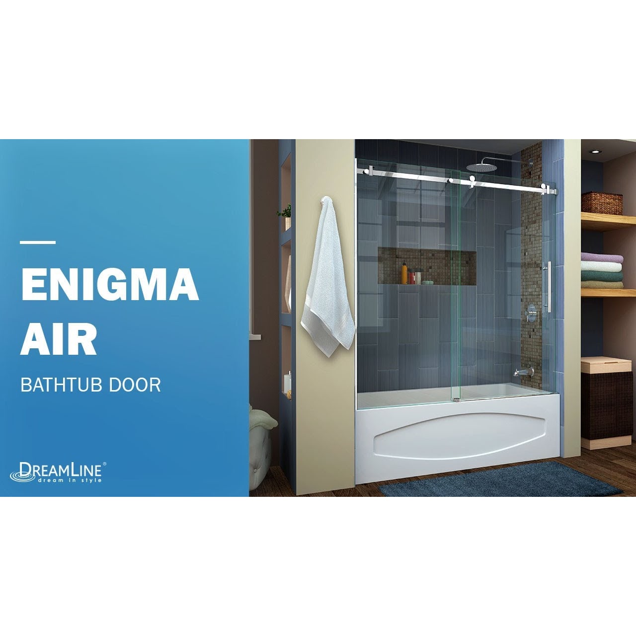 DreamLine Enigma Air 56 - 60 inch W x 62 inch H Frameless Sliding