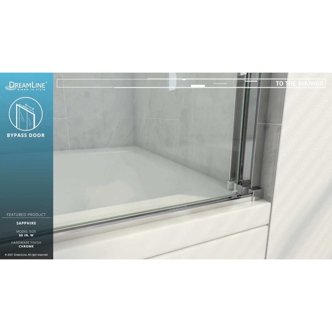 DreamLine Sapphire 56 - 60 inch W x 60 inch H Semi-Frameless