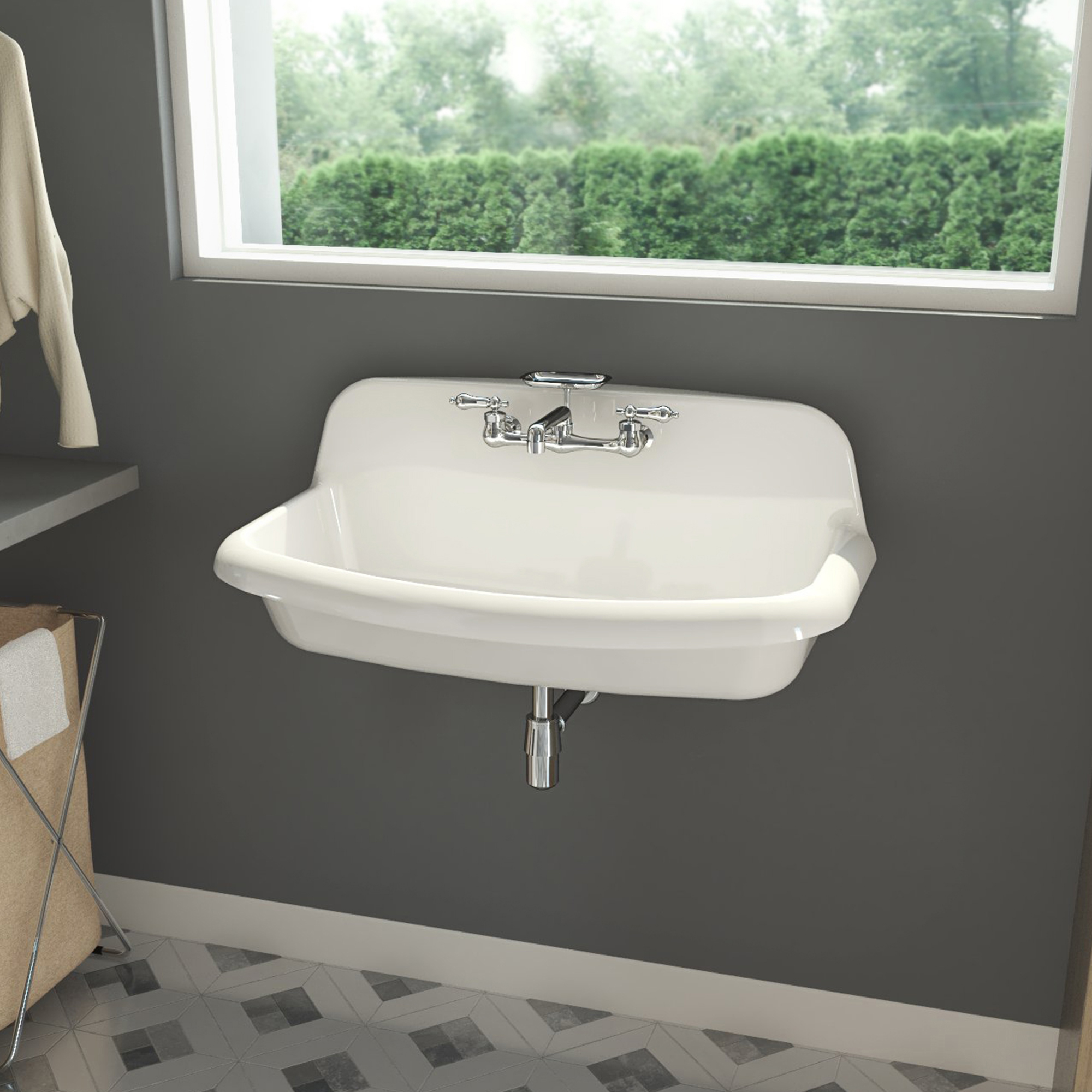Sapphire 36 inch W x 15 inch H Porcelain Utility Sink, White