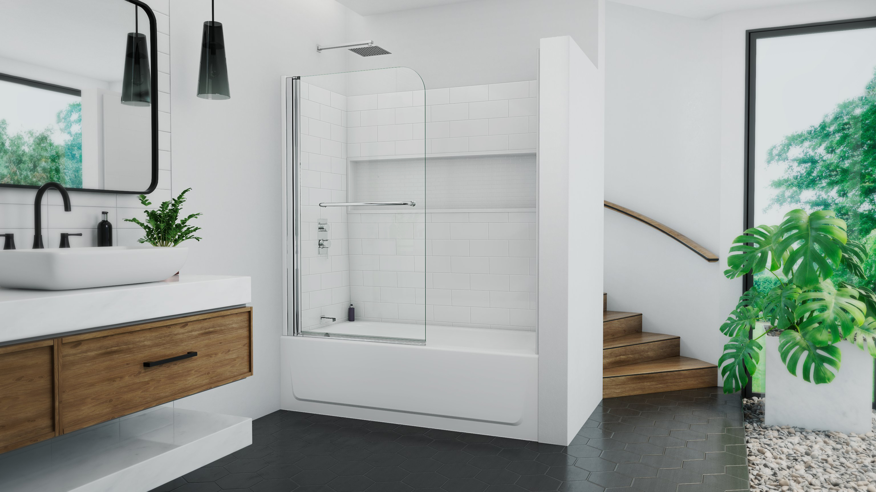 Maui 34 inch W x 58 inch H Frameless Swing Tub Door