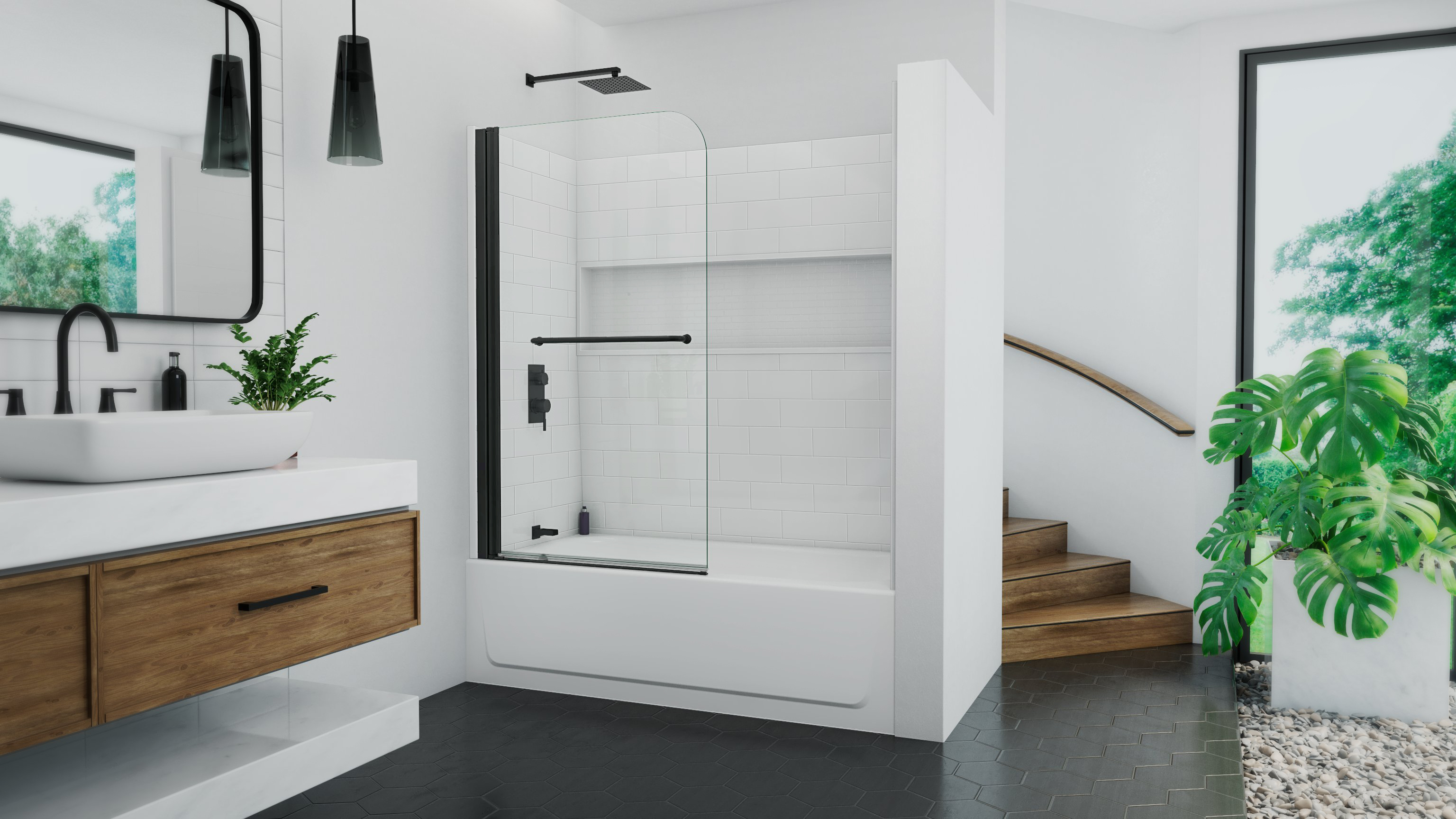 Maui 34 inch W x 58 inch H Frameless Swing Tub Door