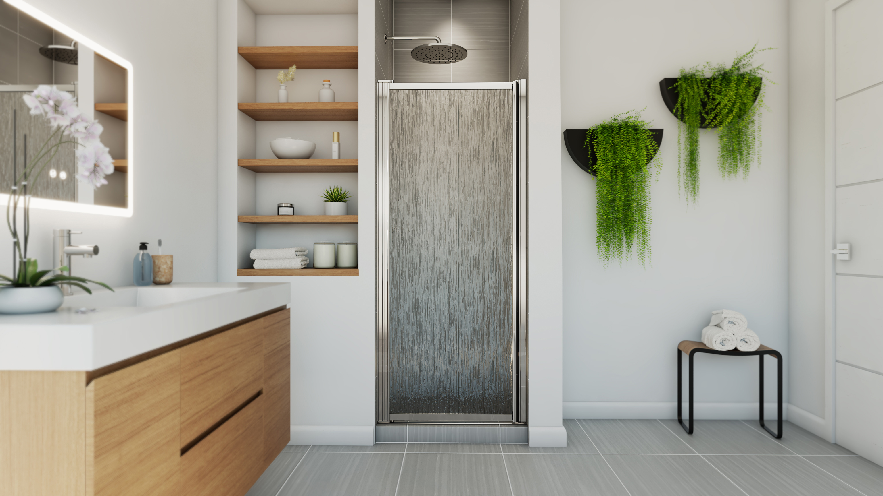 Pivolok 27-28 ¾ x 64 ½ in. Pivot Shower Door for Alcove