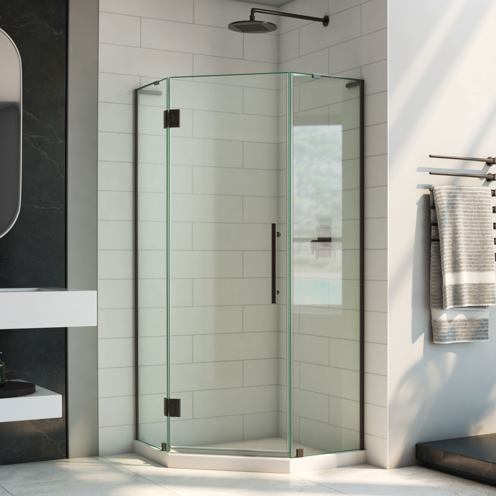 M*R様 GODLAND DreamLine Prism Plus 34 inch x 72 inch Frameless Neo-Angle Hinged